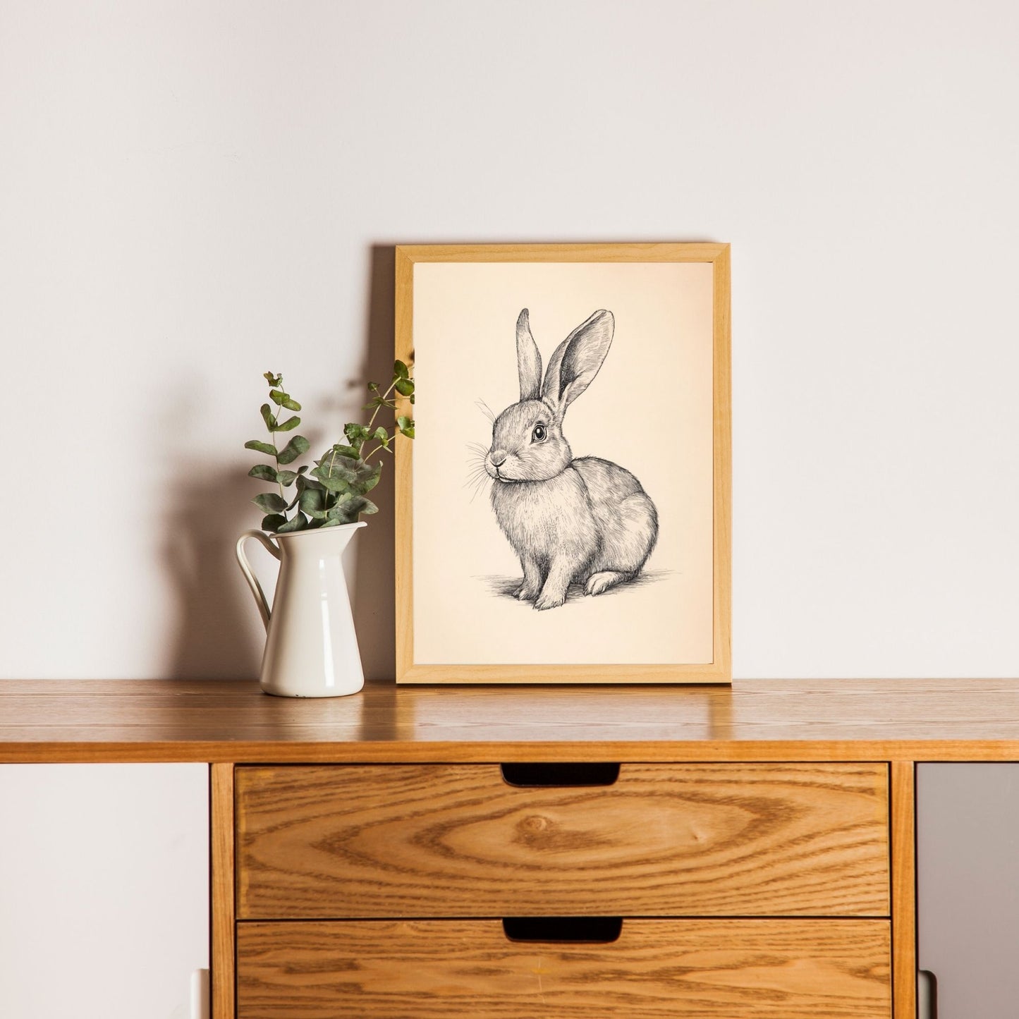Hand-drawn bunny illustration for Easter and animal art lovers.