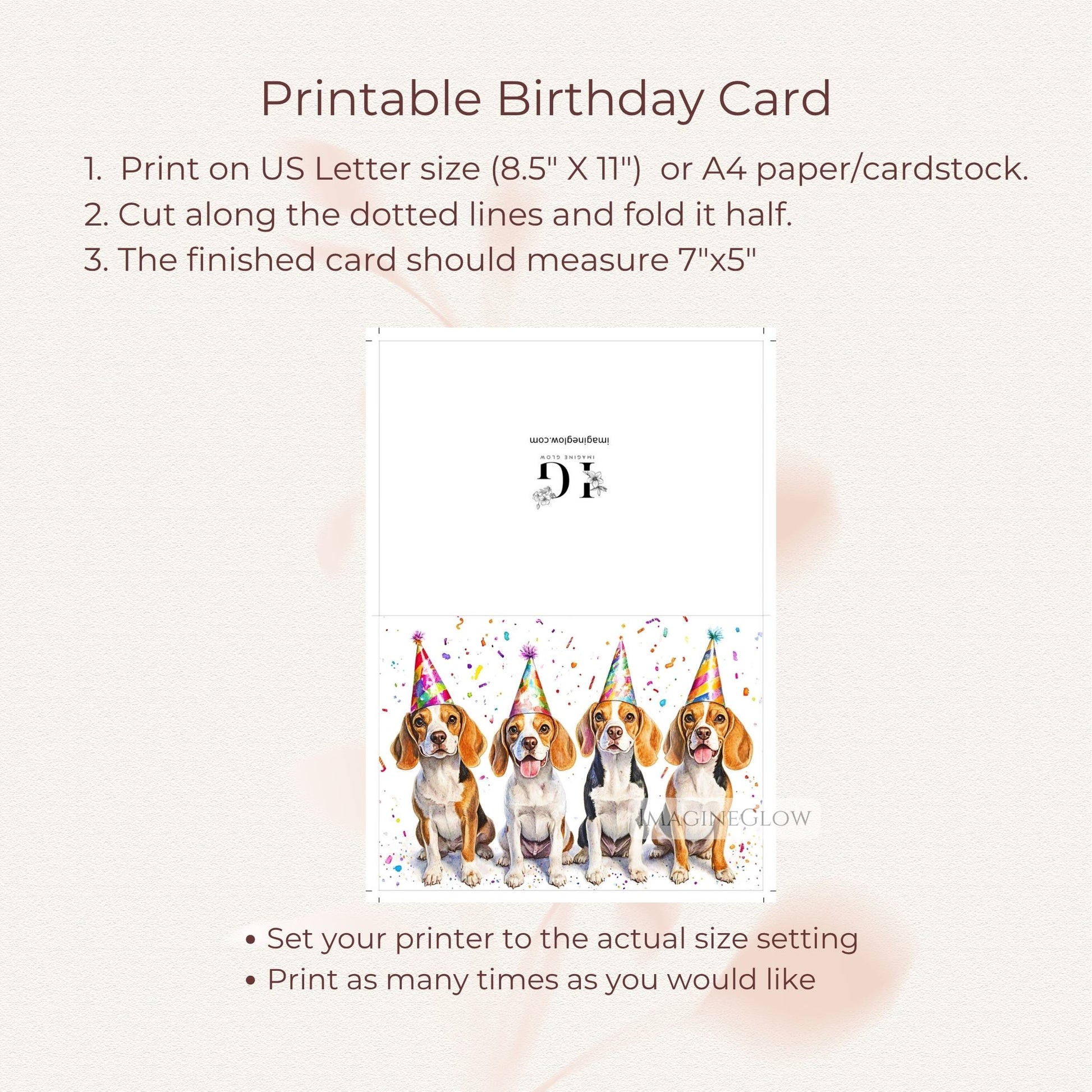 printable beagle dog birthday card
beagle puppy birthday greeting card