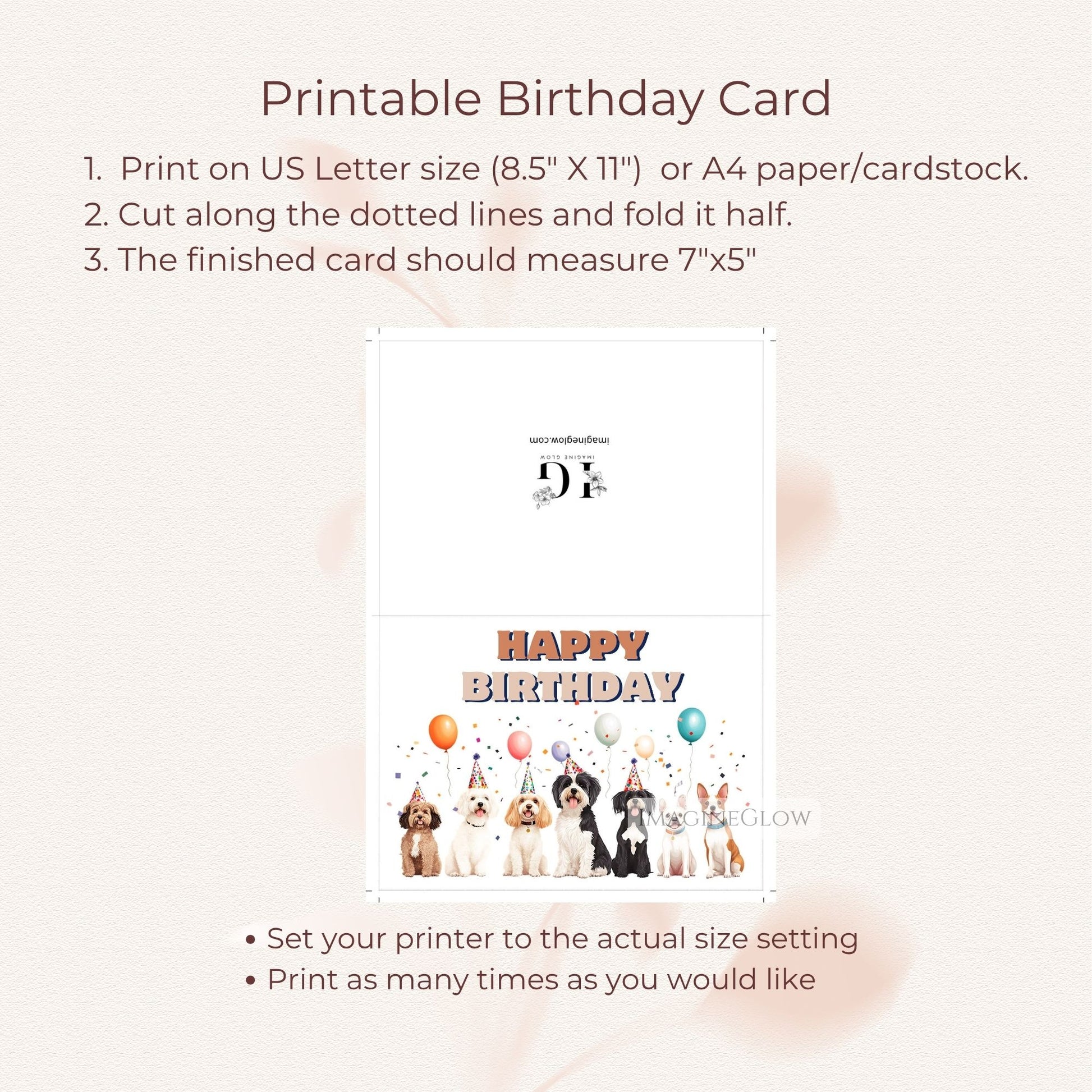 dog-themed birthday printable
puppy party birthday card