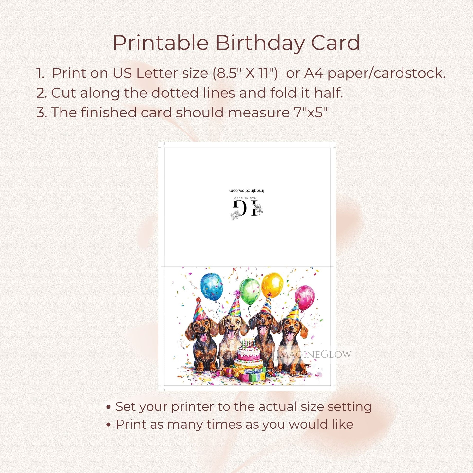 funny dachshund birthday card digital
dog-themed birthday card printable