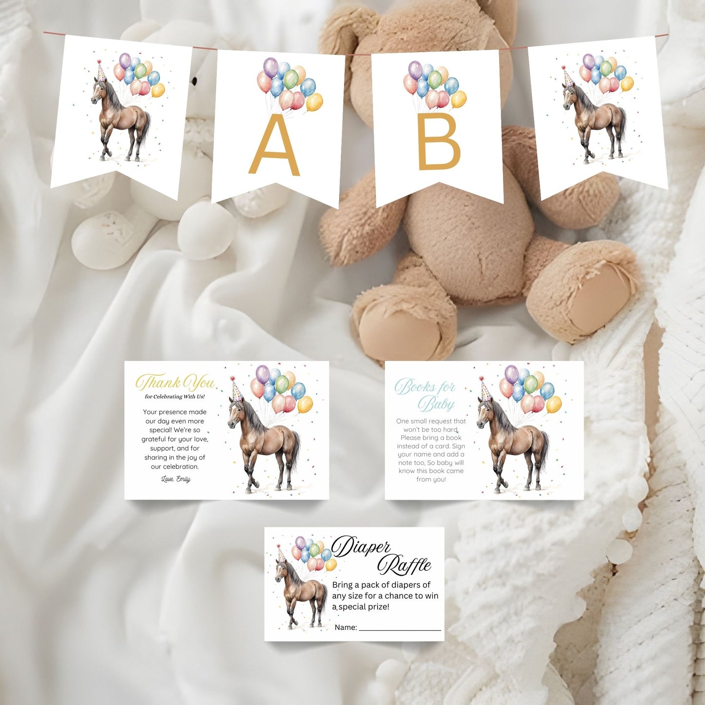baby boy horse baby shower invitation