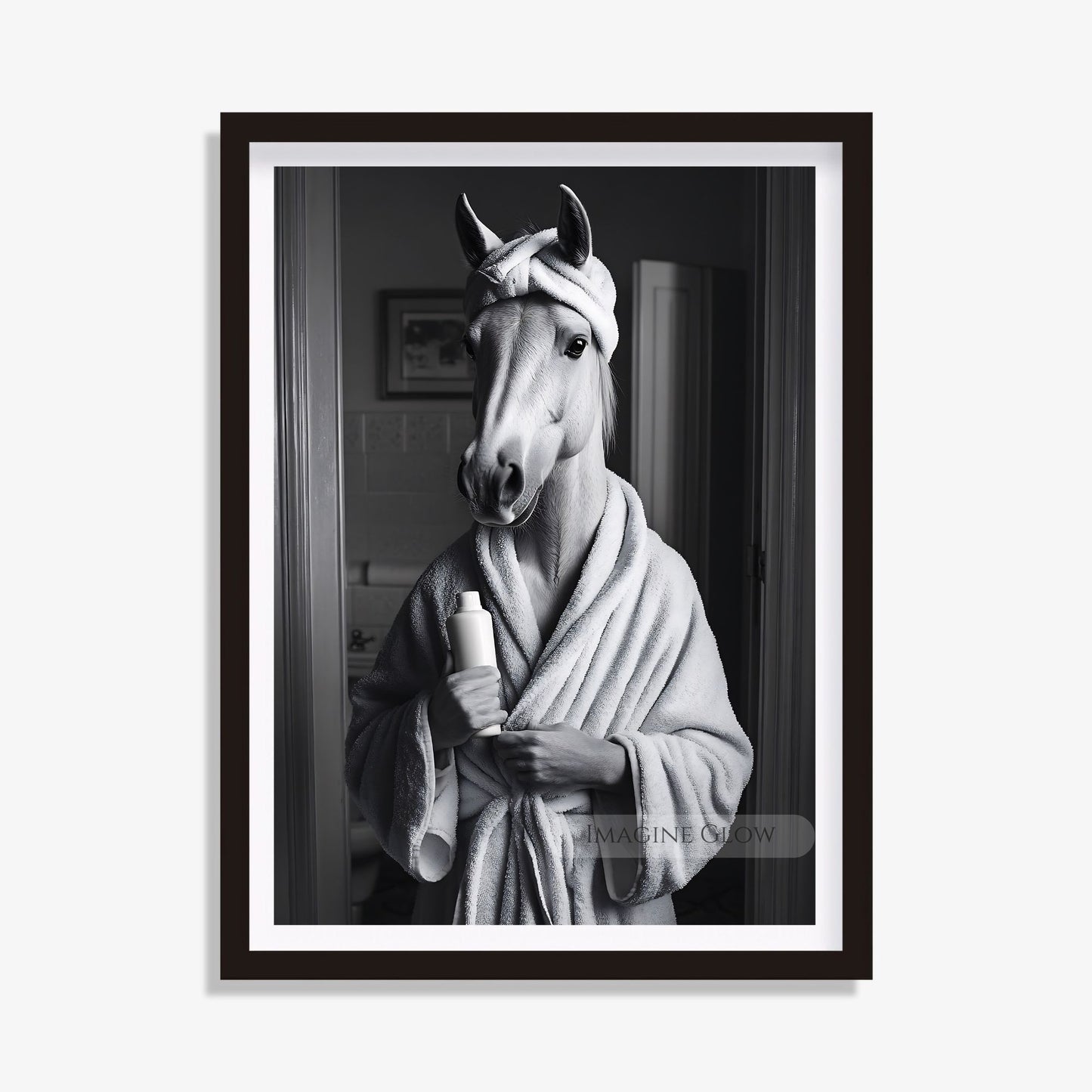 Horse bathroom wall art black and white