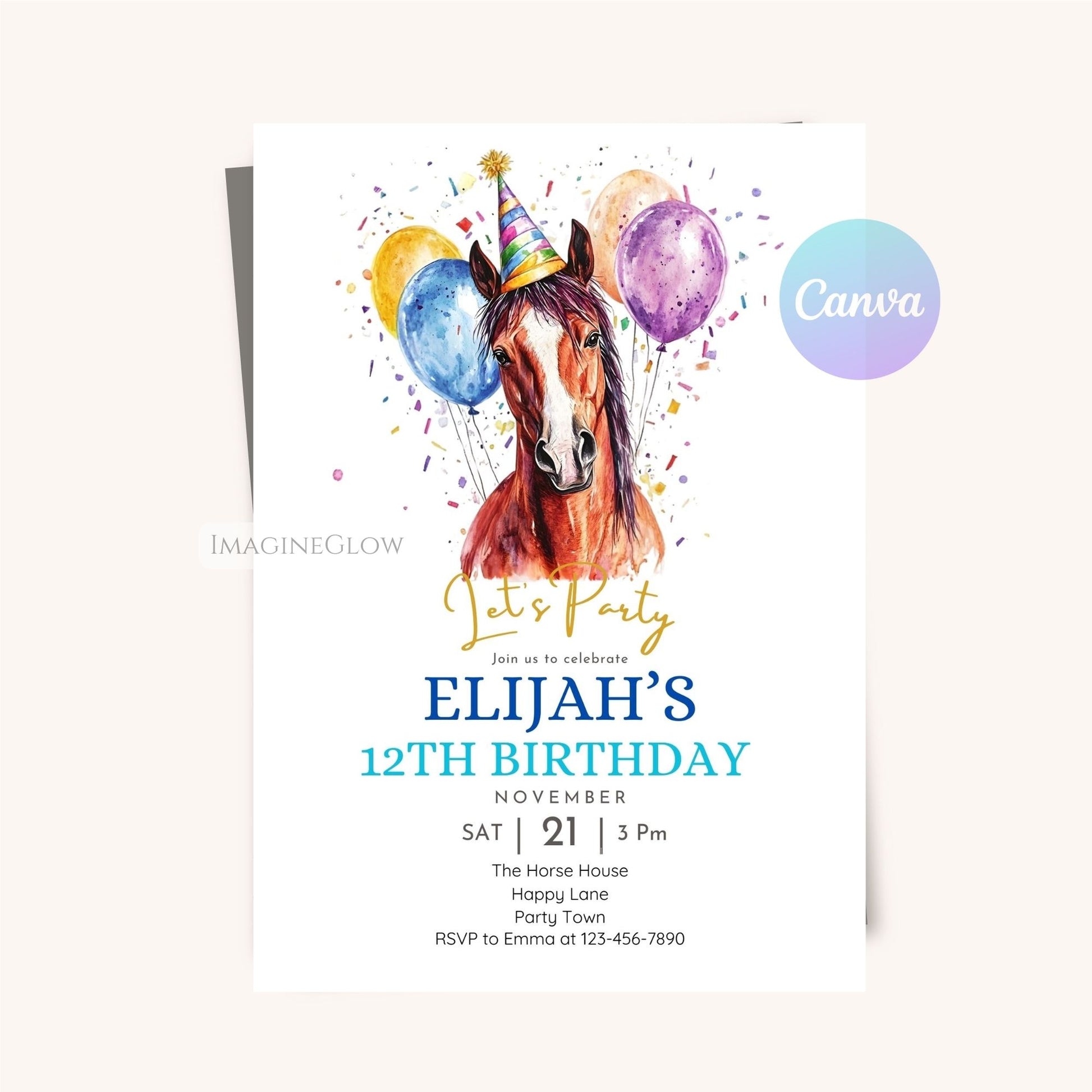 Western cowboy-themed horse birthday card for kids