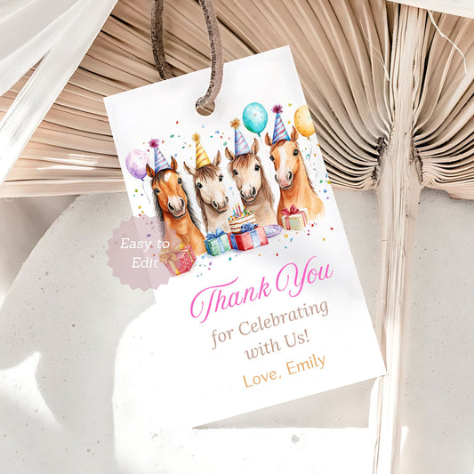 Horse-themed party favor tags