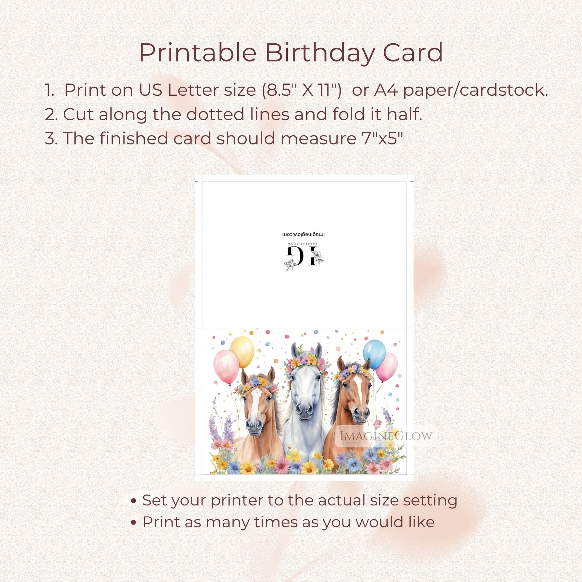 horse lover birthday card
blank inside birthday card
colorful floral birthday card
elegant horse card
nature themed birthday card