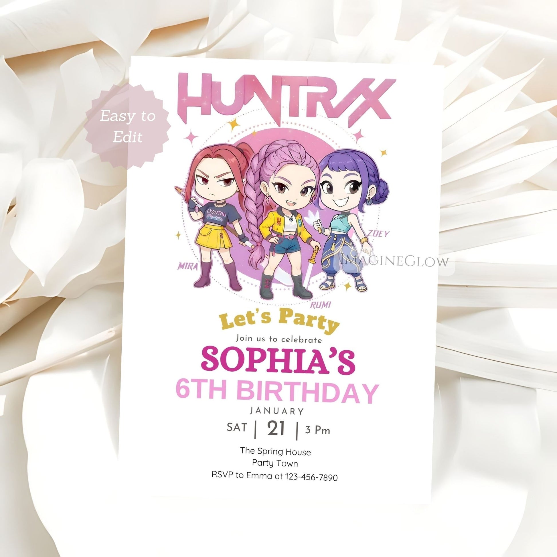kpop fantasy birthday invitation template