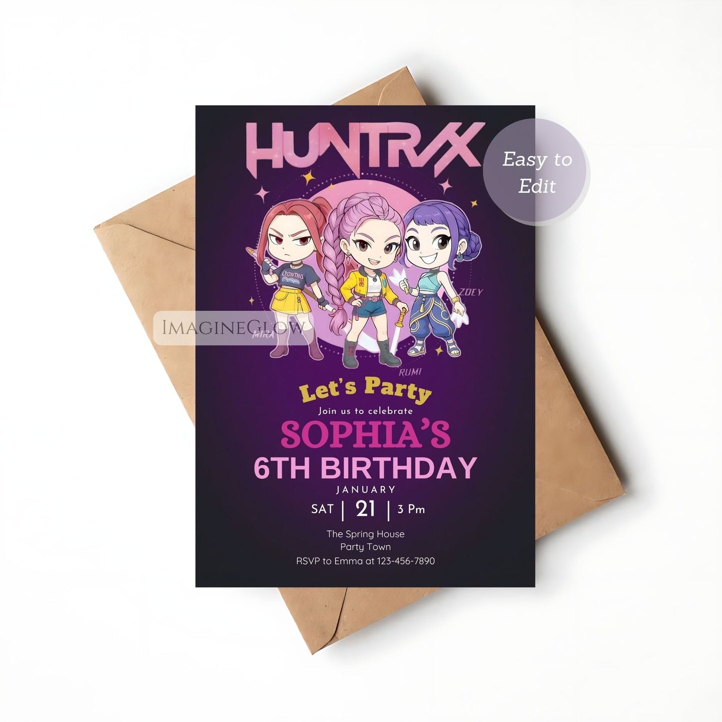kpop fantasy birthday party invitation