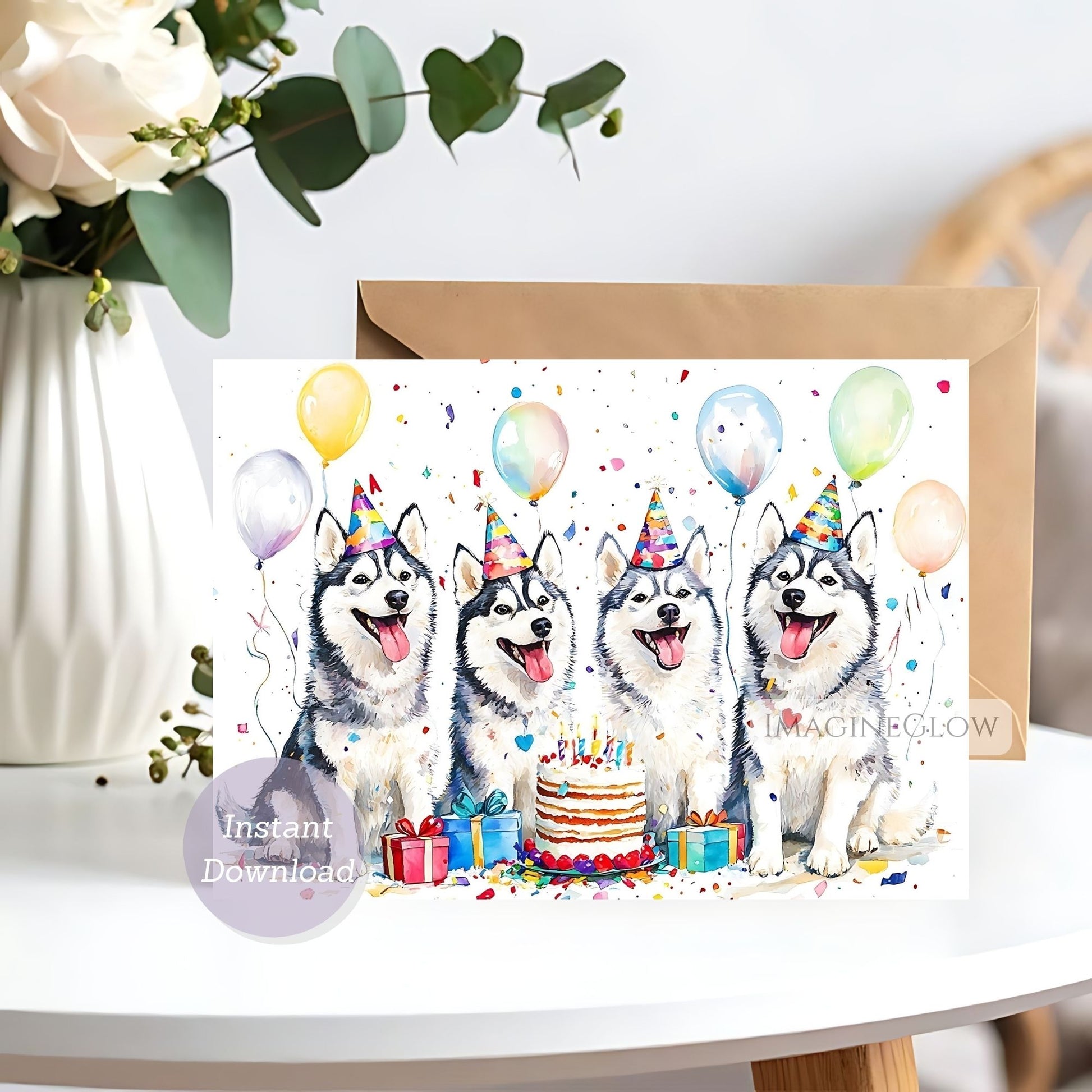 cute husky puppy card
digital husky dog card