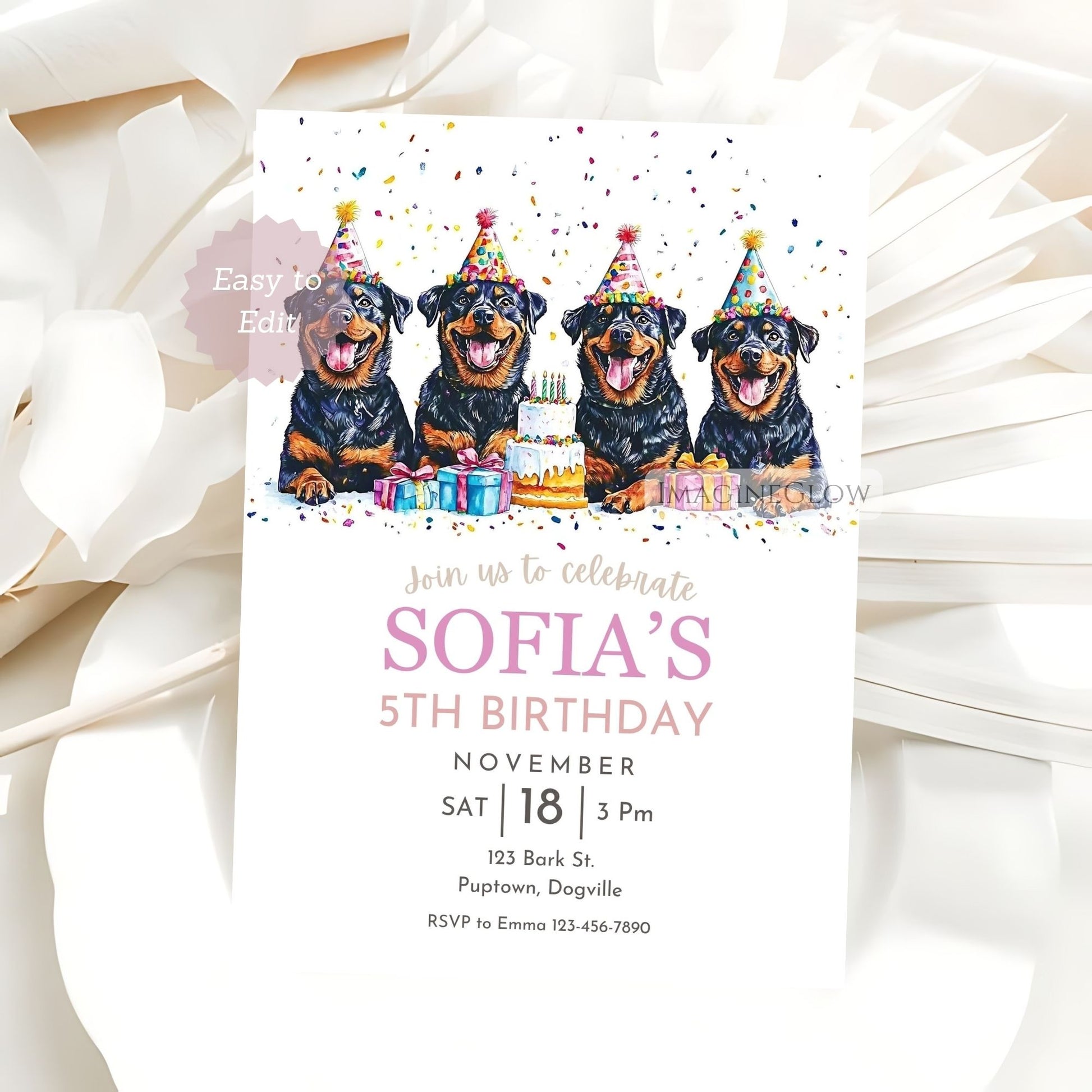 editable rottweiler birthday invite
puppy party invitation rottweiler
rottweiler themed birthday card