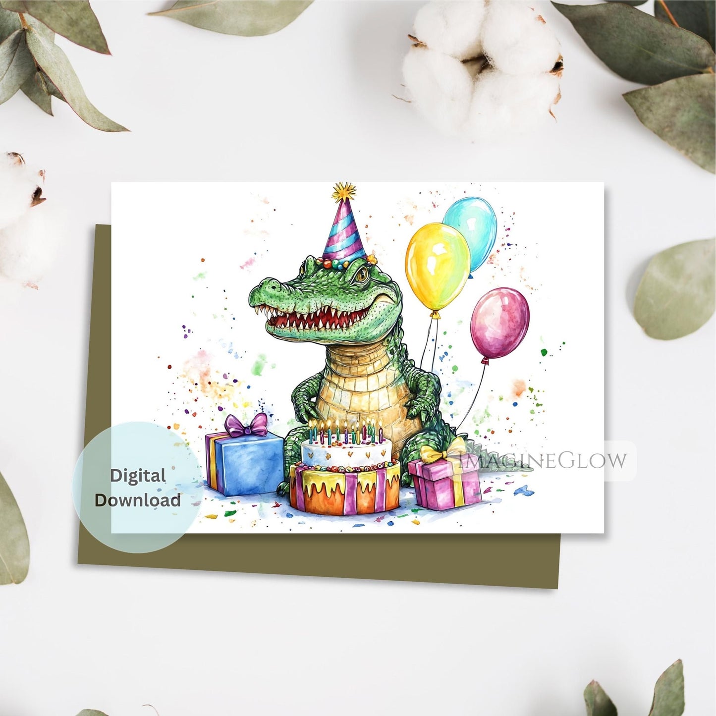 digital crocodile birthday card
birthday card with crocodile design