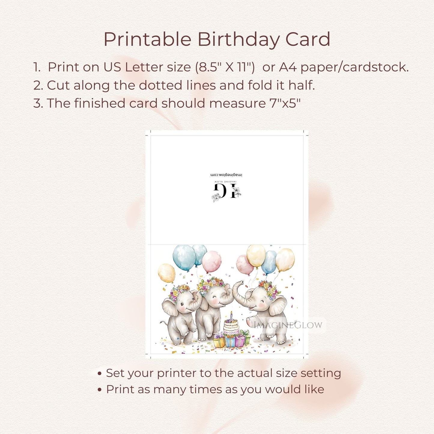 Birthday Card with Elephant Illustration
Zoo Animal Birthday Card
Nature Inspired Elephant Card
