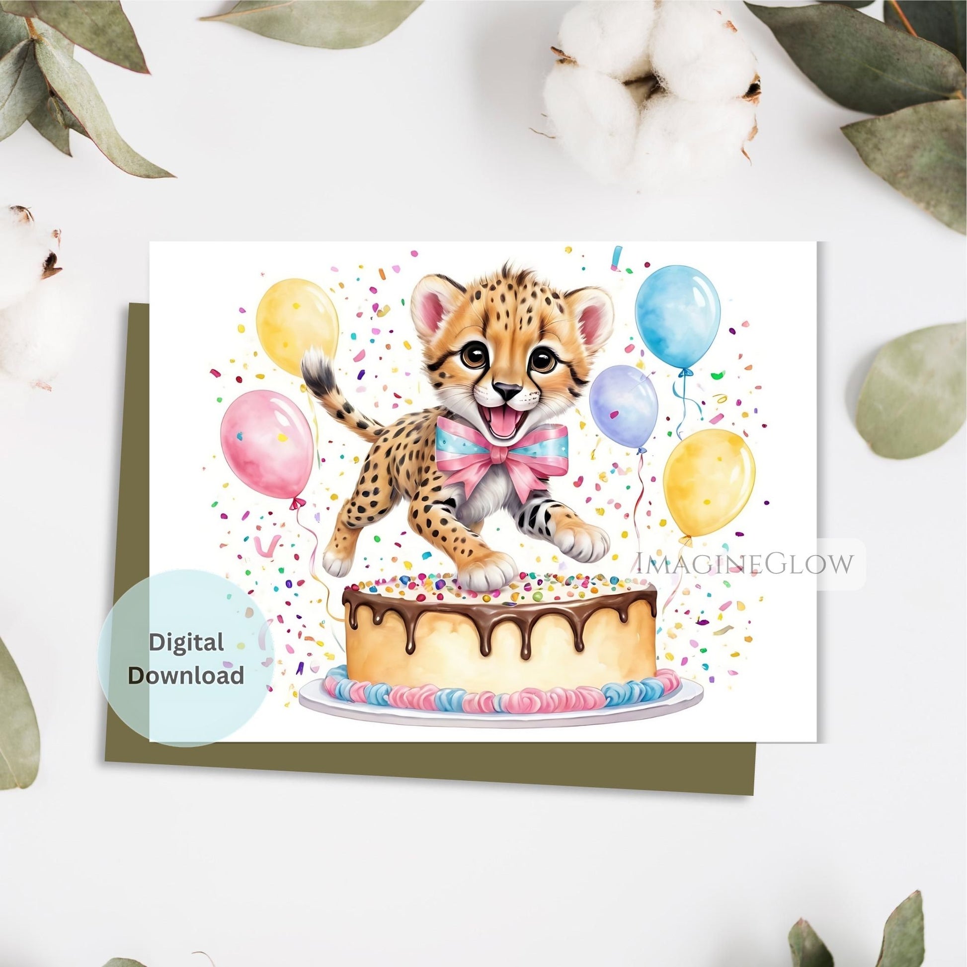 Jungle animal birthday card for kids
Cheetah card for animal lover
Safari theme printable birthday card