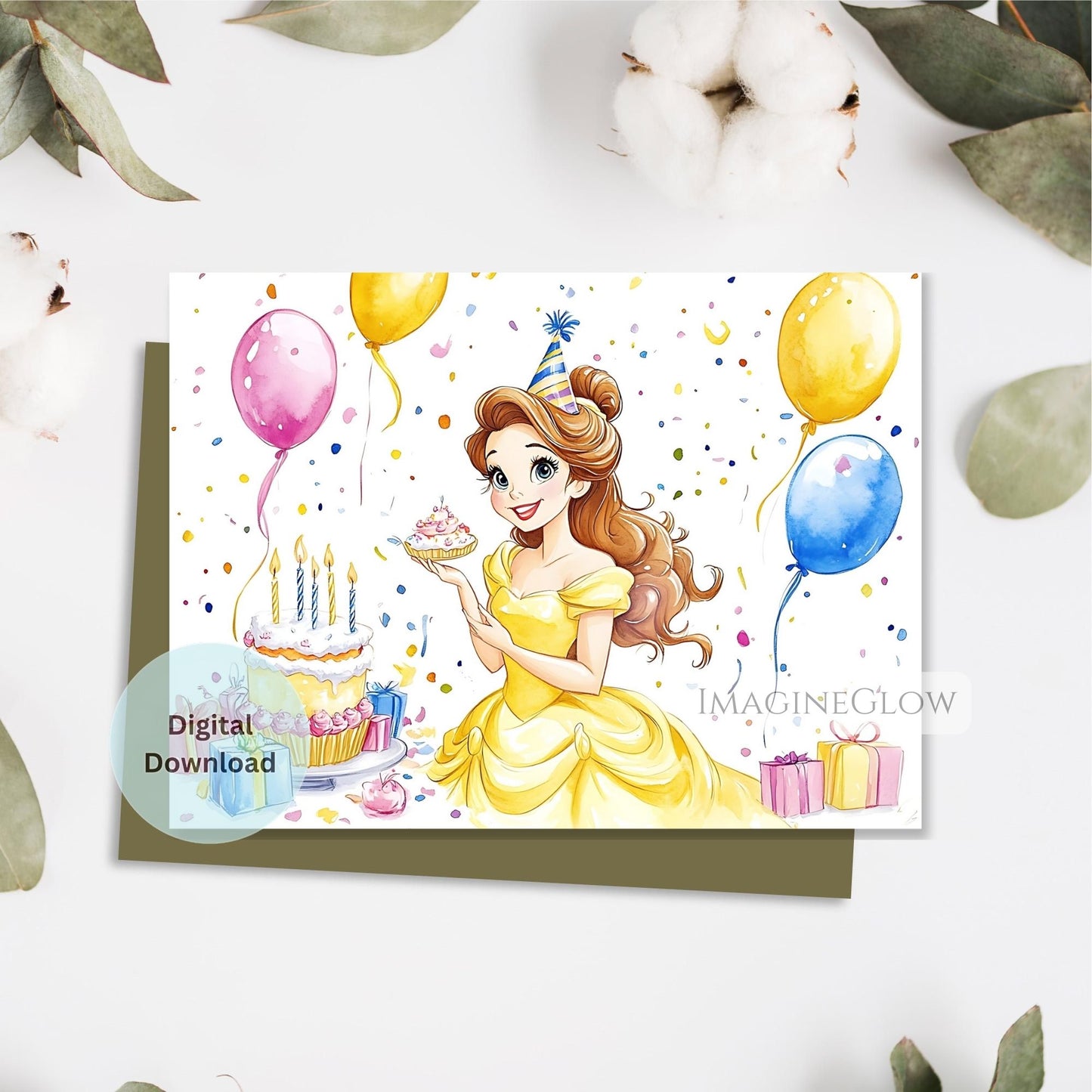 Belle birthday card
Beauty and the Beast birthday greeting
princess Belle printable card