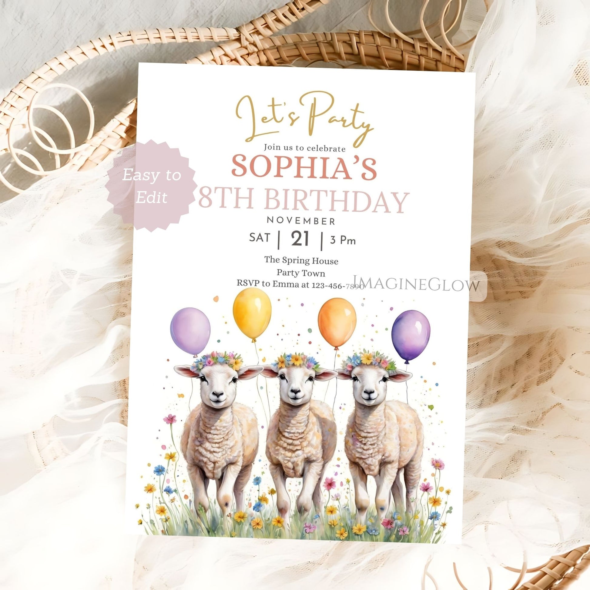 editable wildflower birthday template
spring lamb birthday card