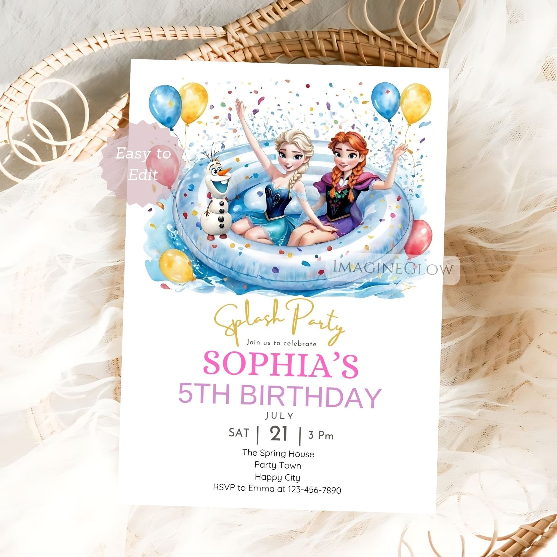 frozen swim birthday card