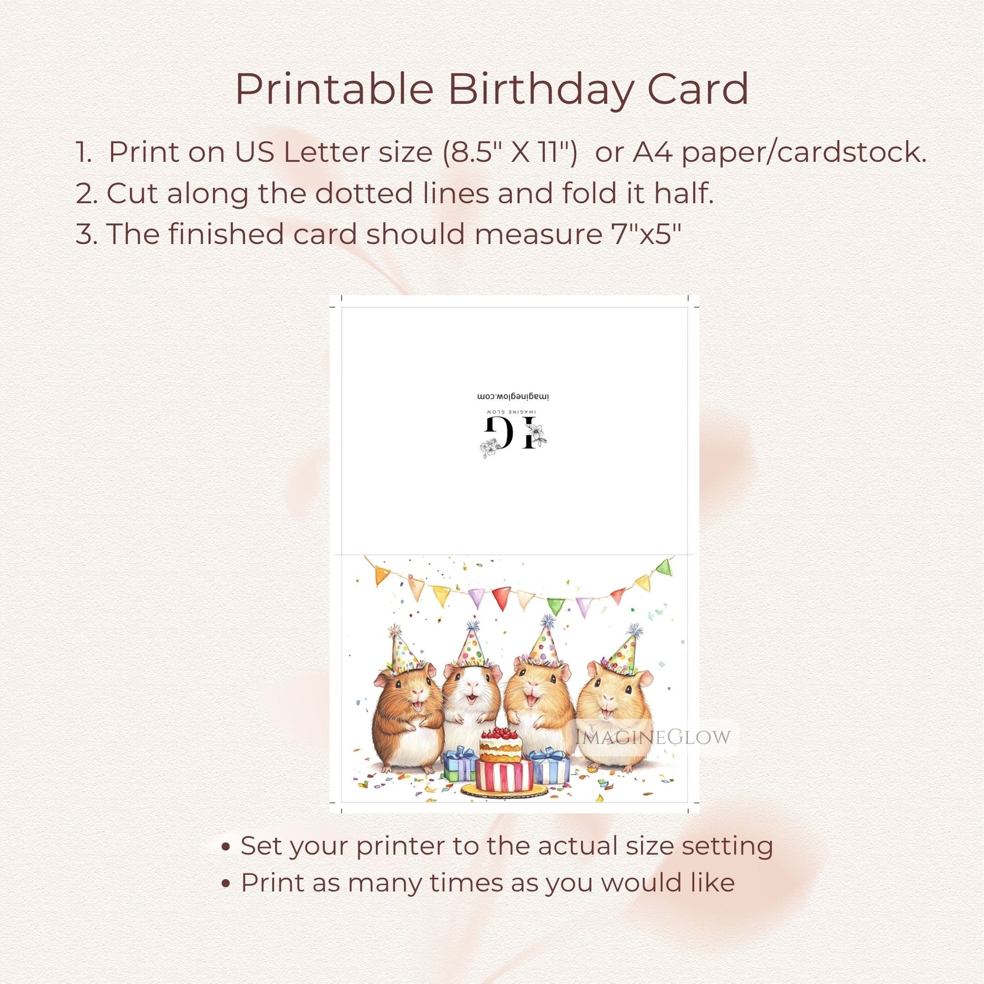 Guinea pig party invitation
Animal lover birthday card