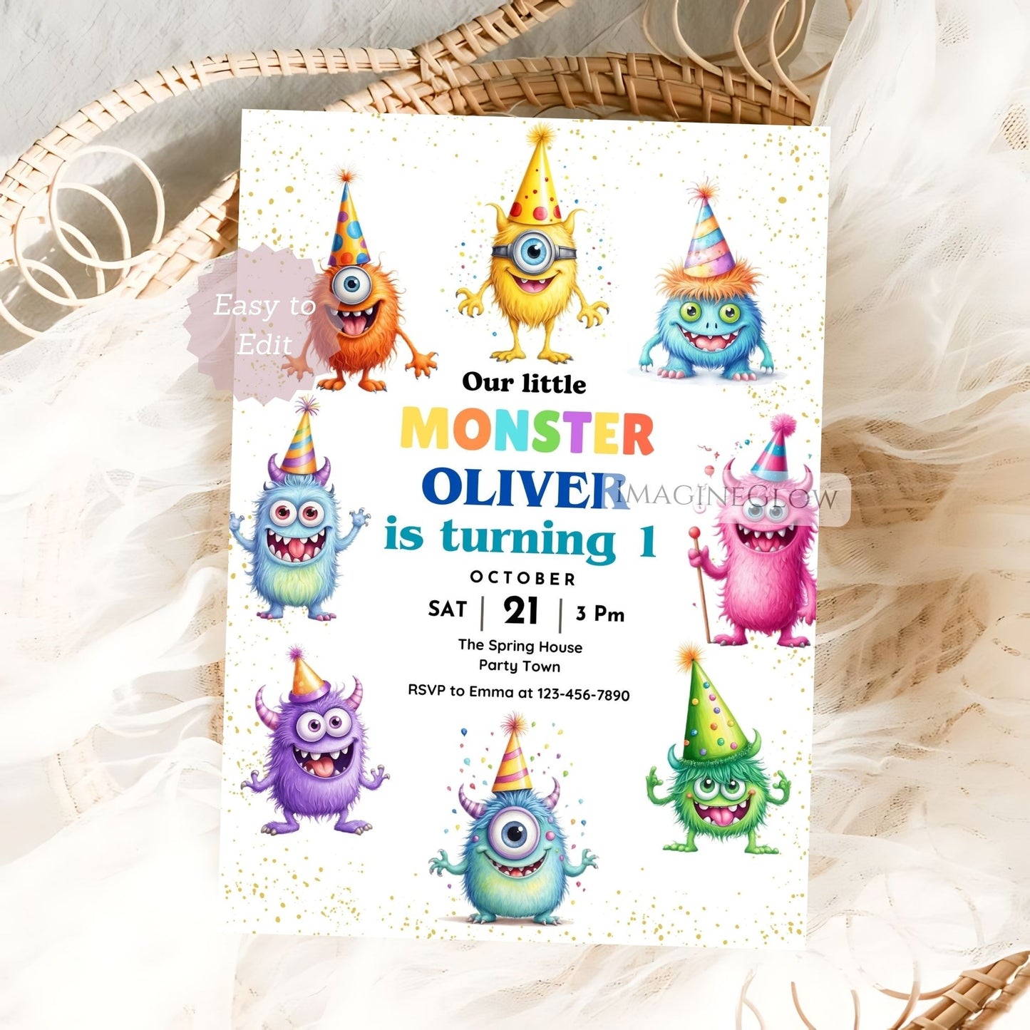 printable monster birthday invitation template