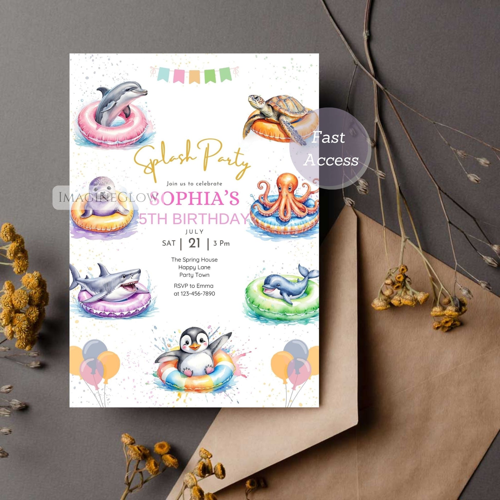printable under the sea birthday card