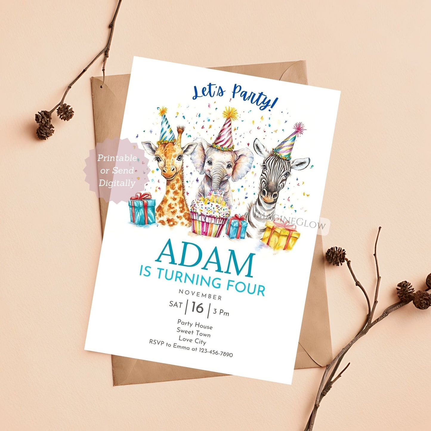 Jungle Birthday Invitation for Kids