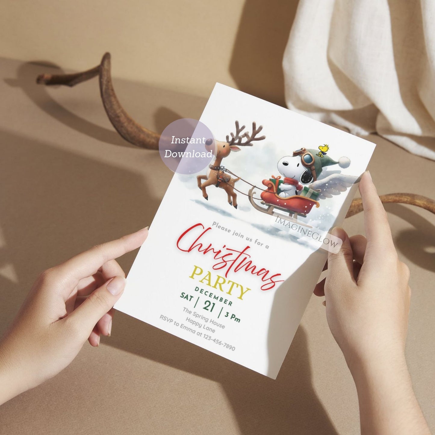 snoopy winter birthday invitation