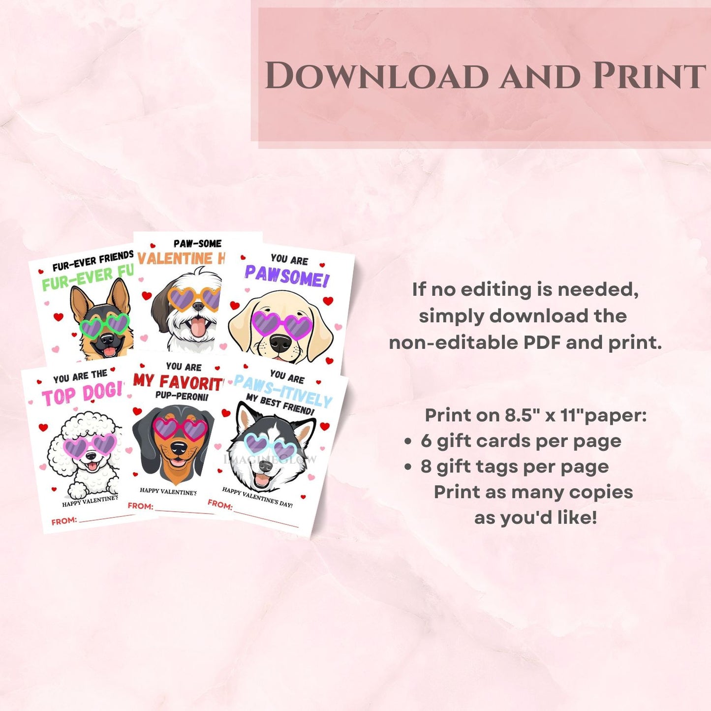 Editable dog Valentine's Day cards for children