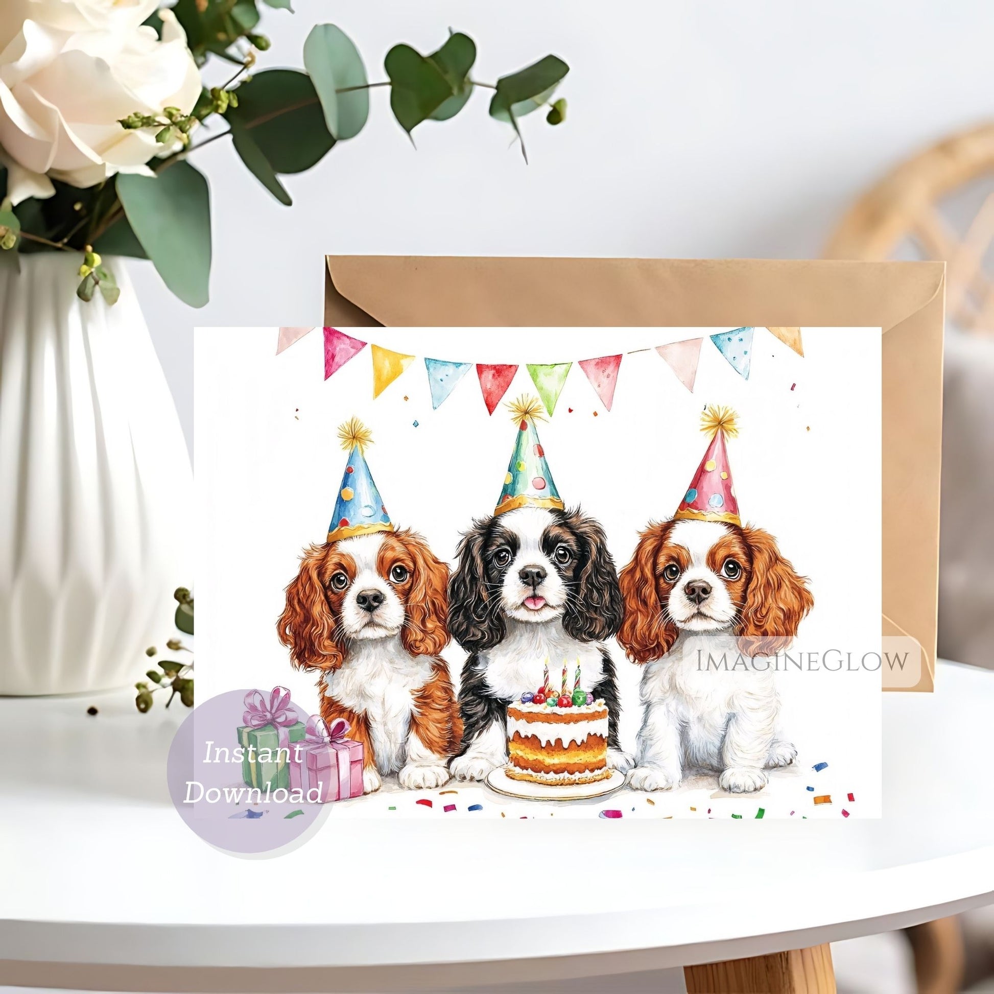 king charles spaniel dog birthday card printable
cute spaniel puppy birthday greeting card