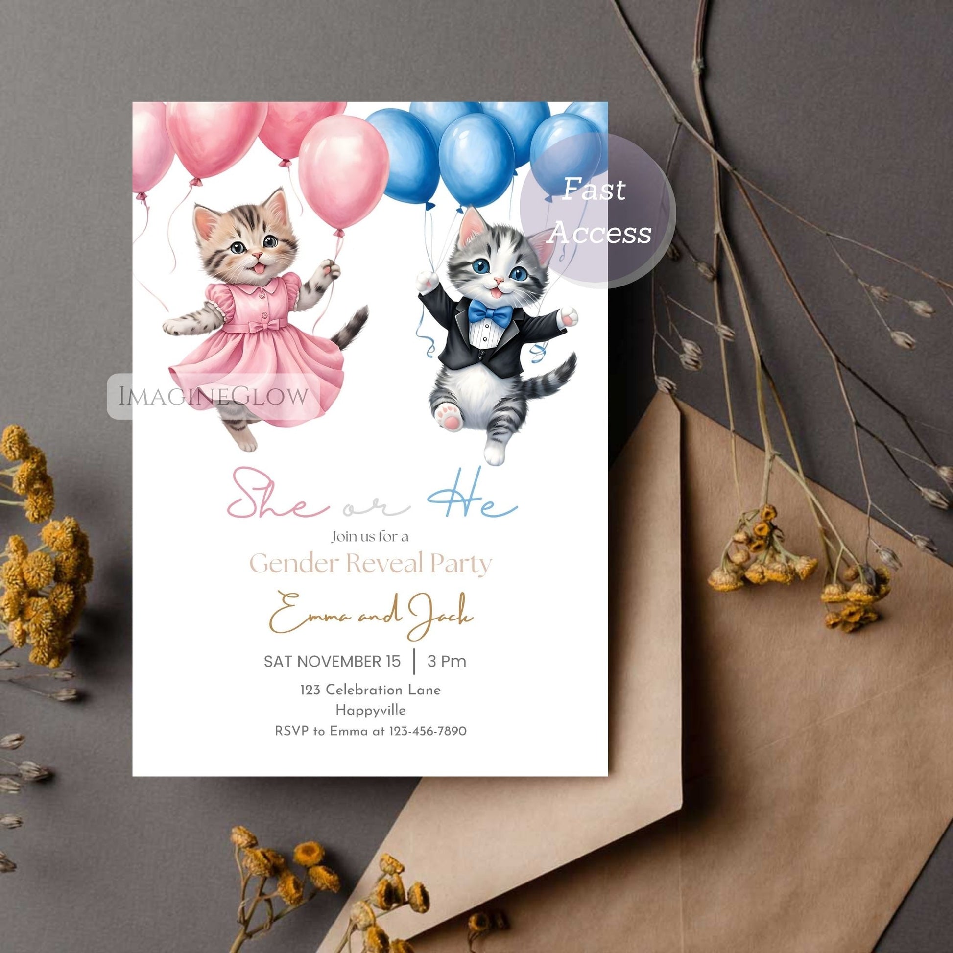 kitten baby party gender neutral design