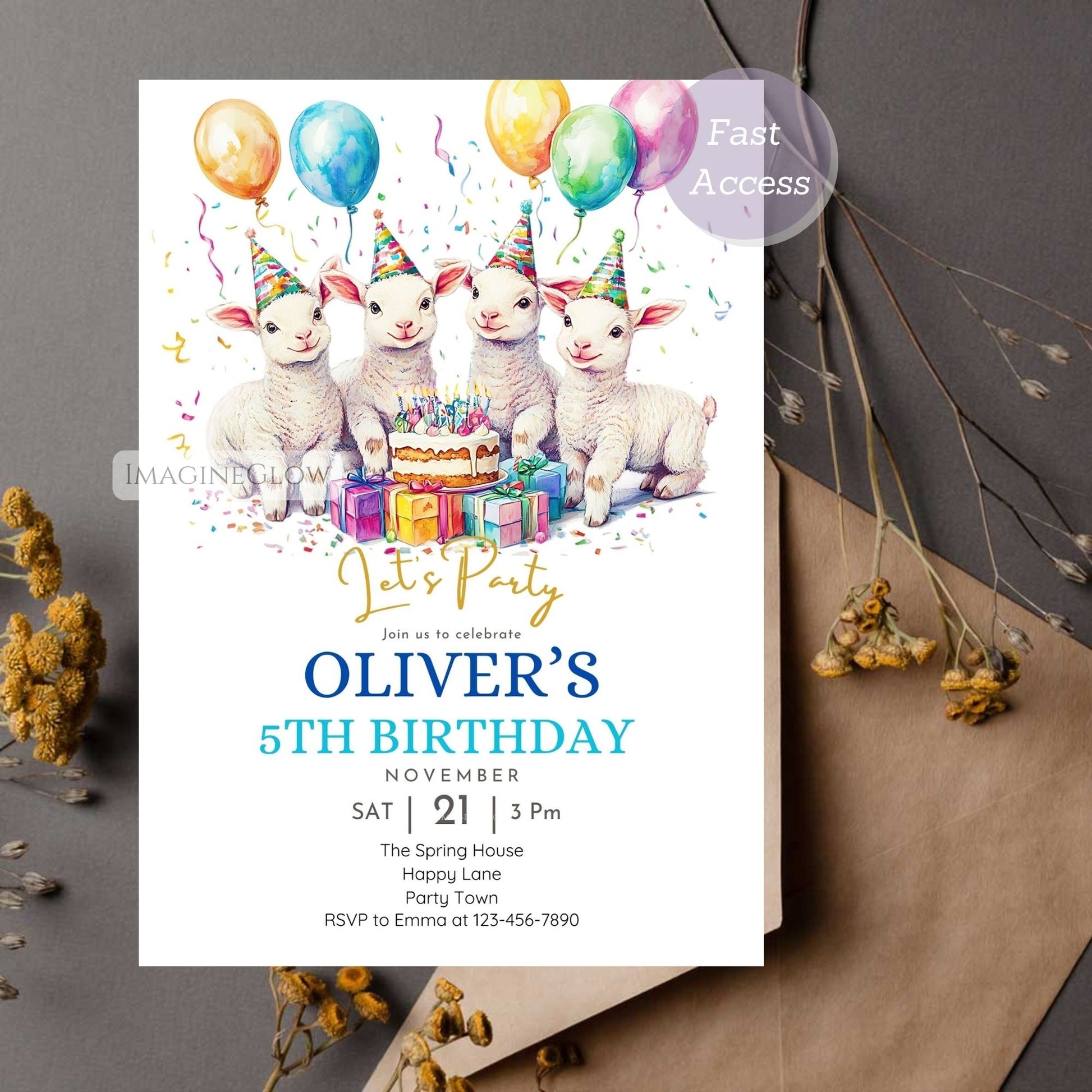 Printable farm animal birthday invite