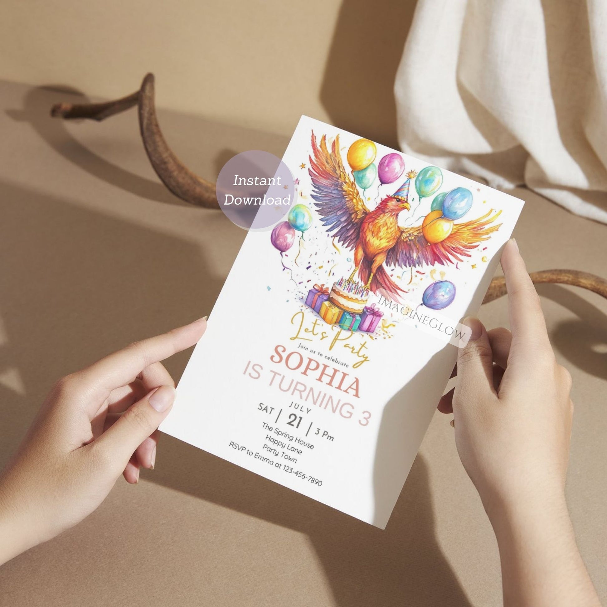 Personalized phoenix birthday party invitation