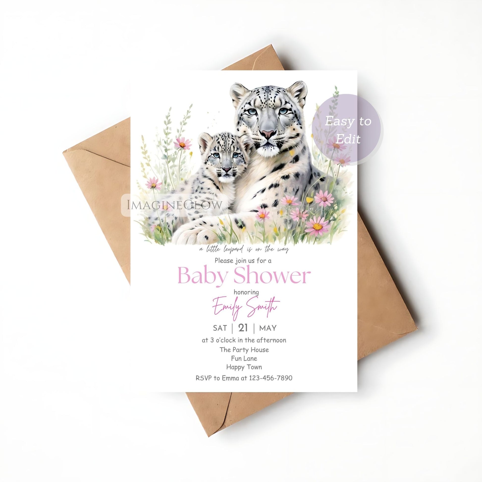 modern leopard baby shower design