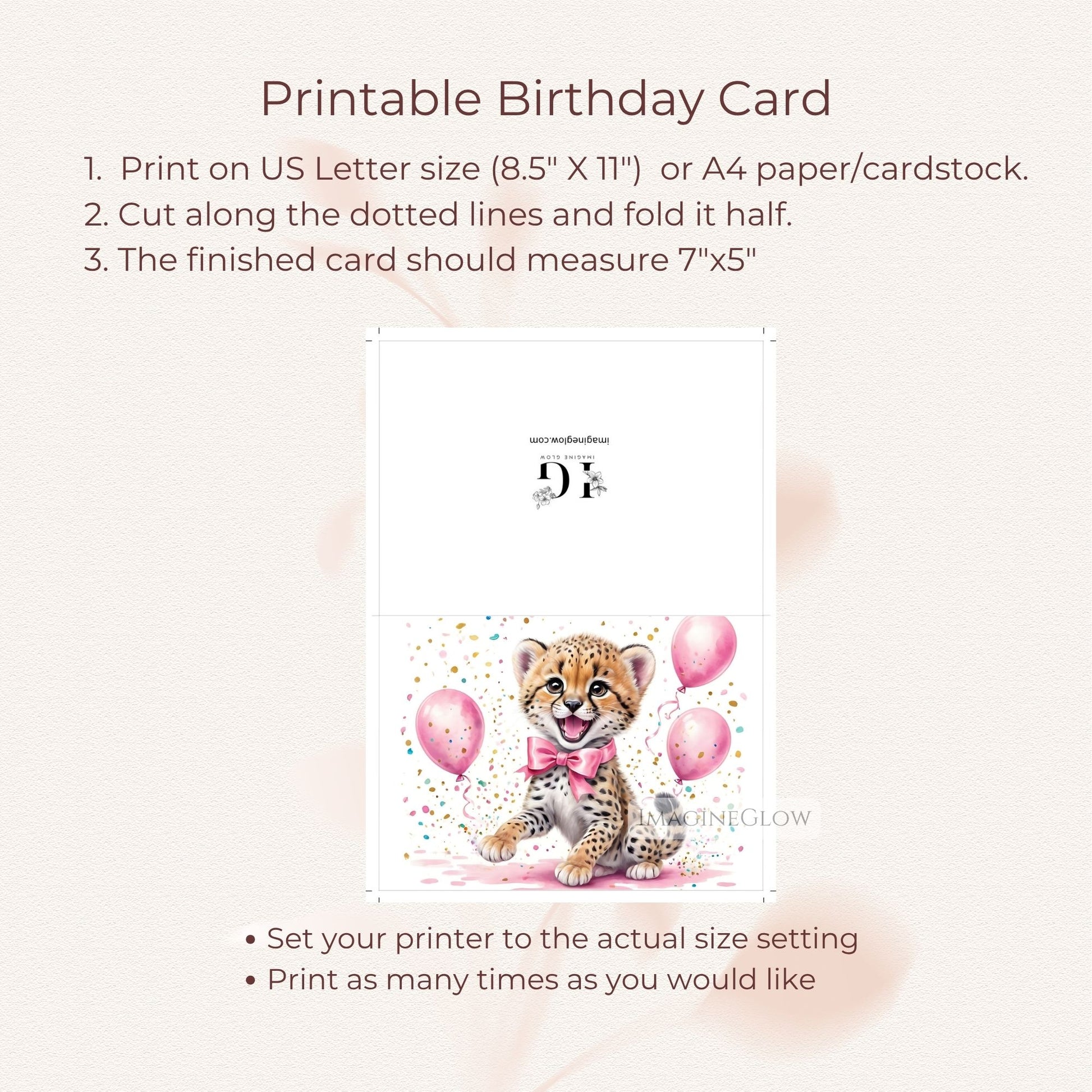 Safari leopard card instant download
Printable leopard card for toddler girl