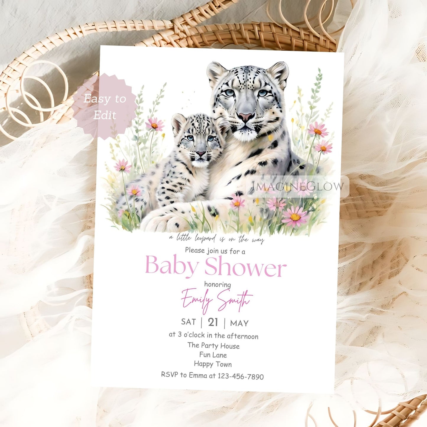 leopard baby shower invitation