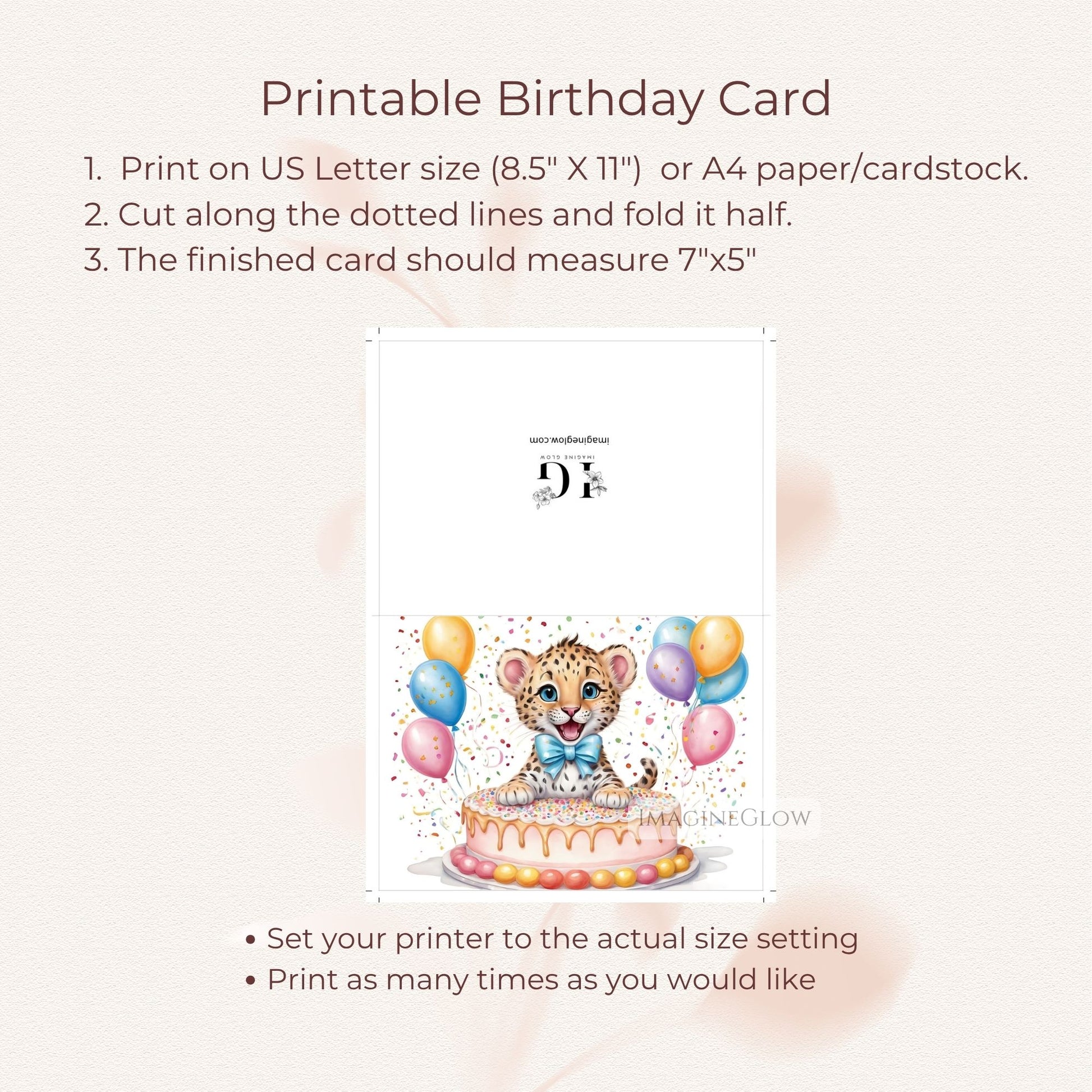 Cute leopard card for young adventurer
Leopard birthday printable for children