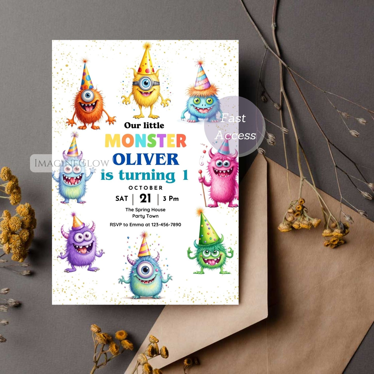 digital little monster birthday invite
cute halloween monster birthday party template