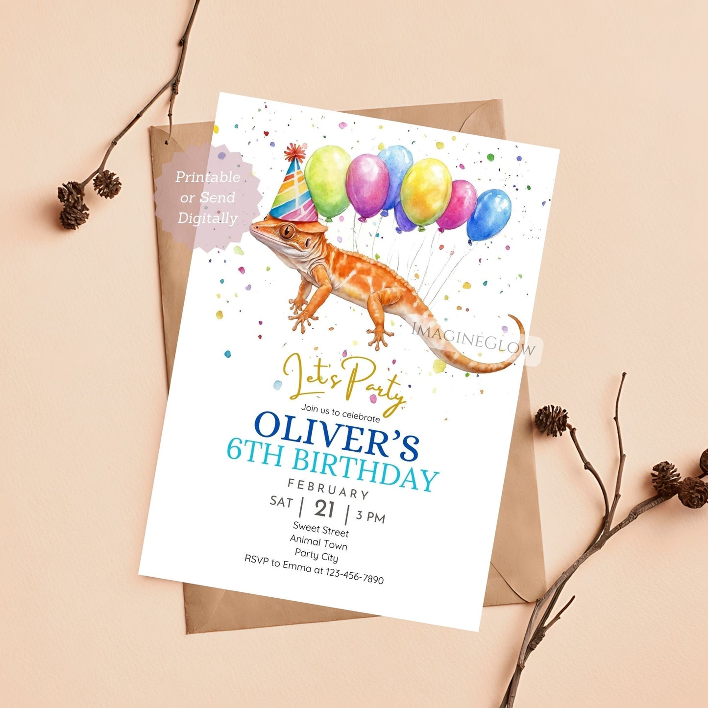 zoo-themed birthday invite digital