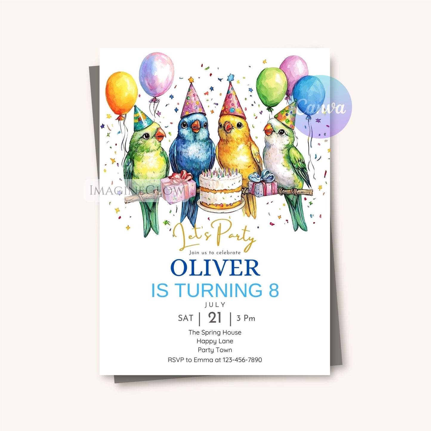 Cute lovebird party invitation template