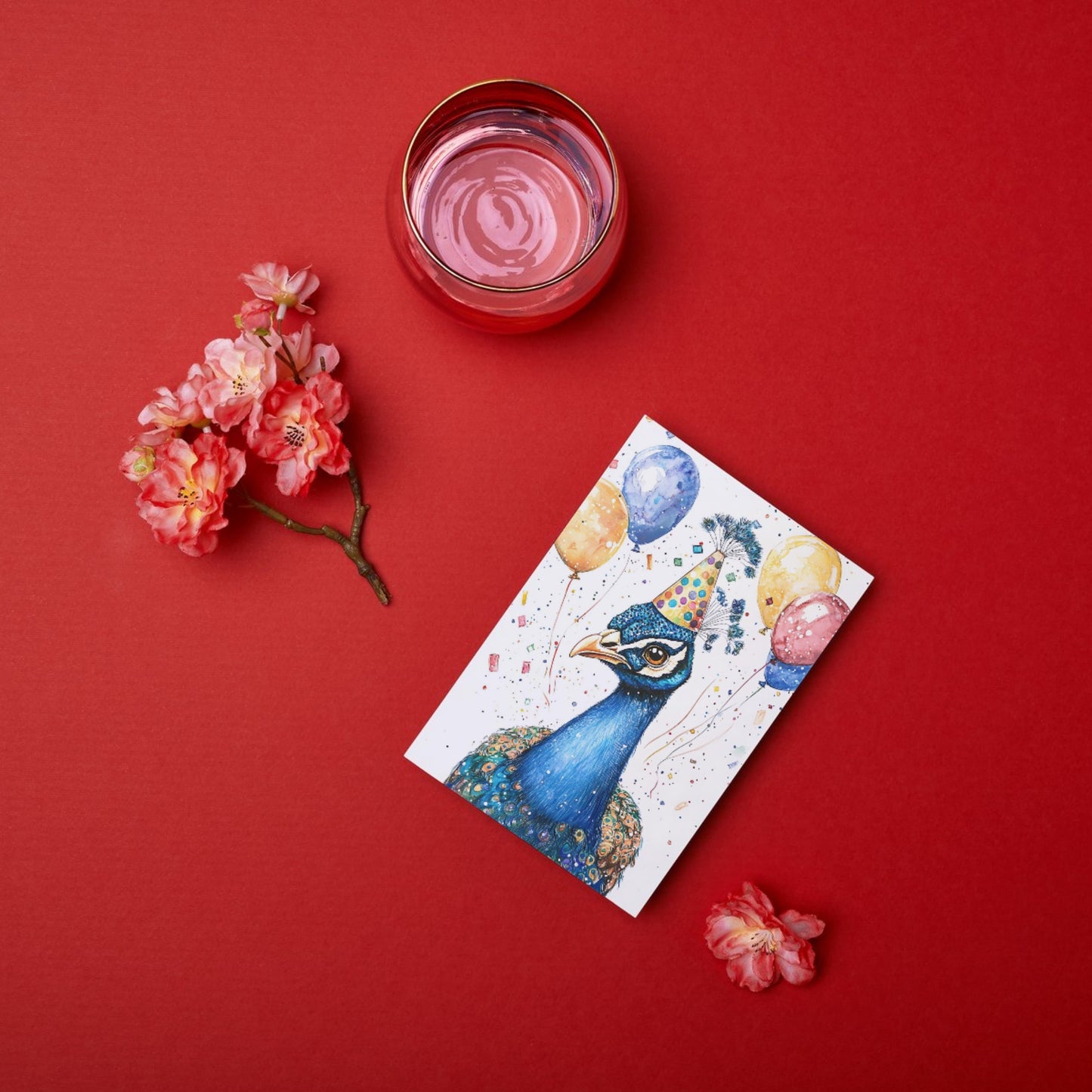 Artistic Peacock Card with Colorful Feather Details