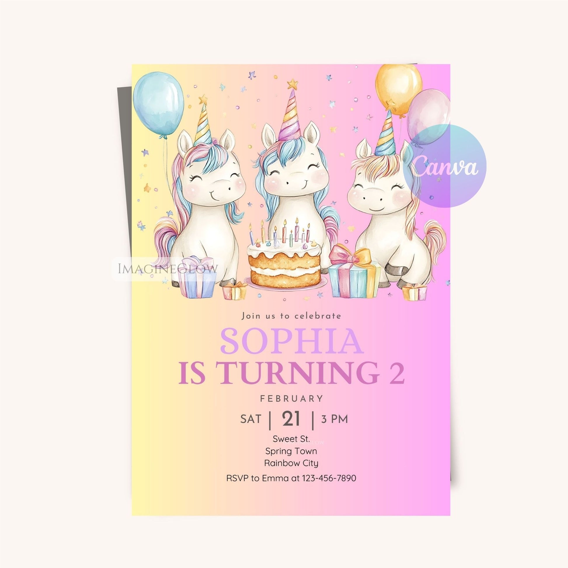 Printable Unicorn Party Invitation - Whimsical Design