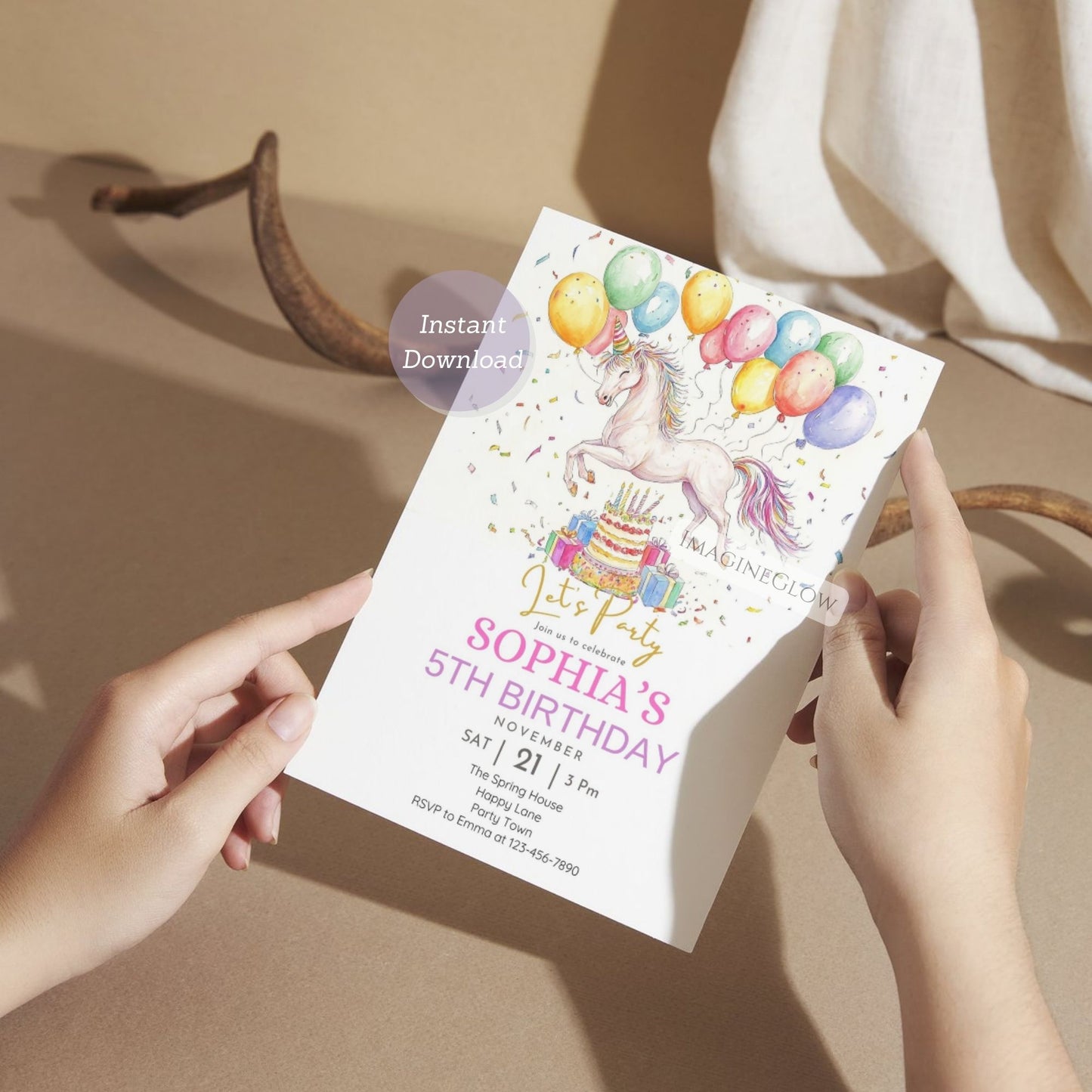 Instant download white horse birthday invitation
Elegant horse lover birthday party invitation editable