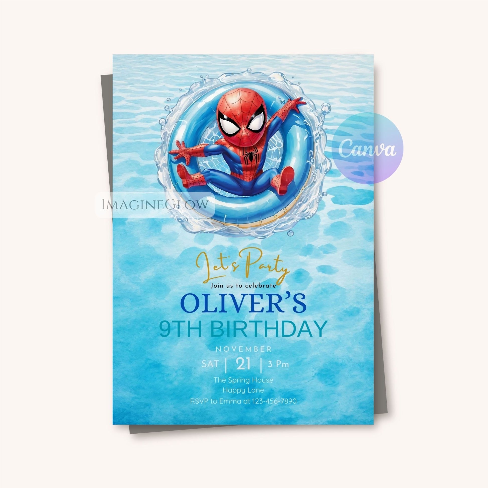 spider-man pool party invitation
superhero swim party invite