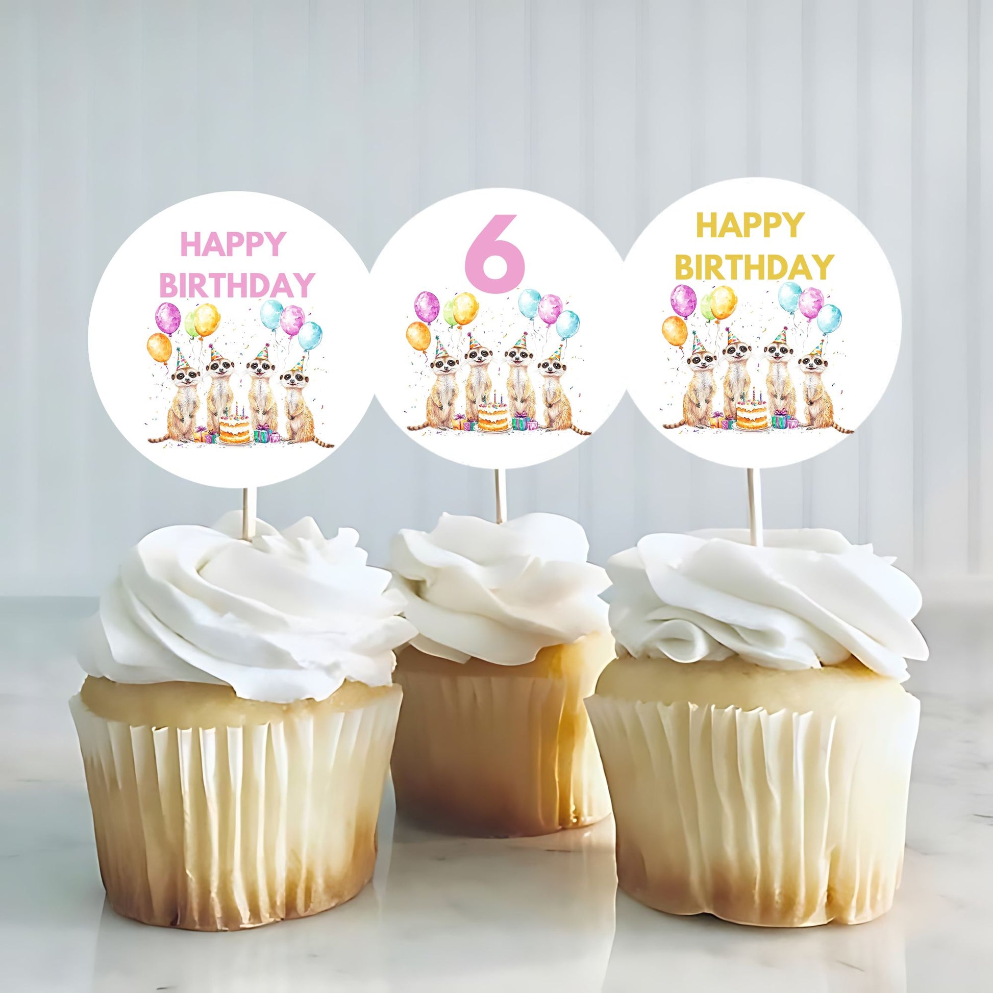 meerkat cupcake toppers printable
wild animal birthday cupcake topper