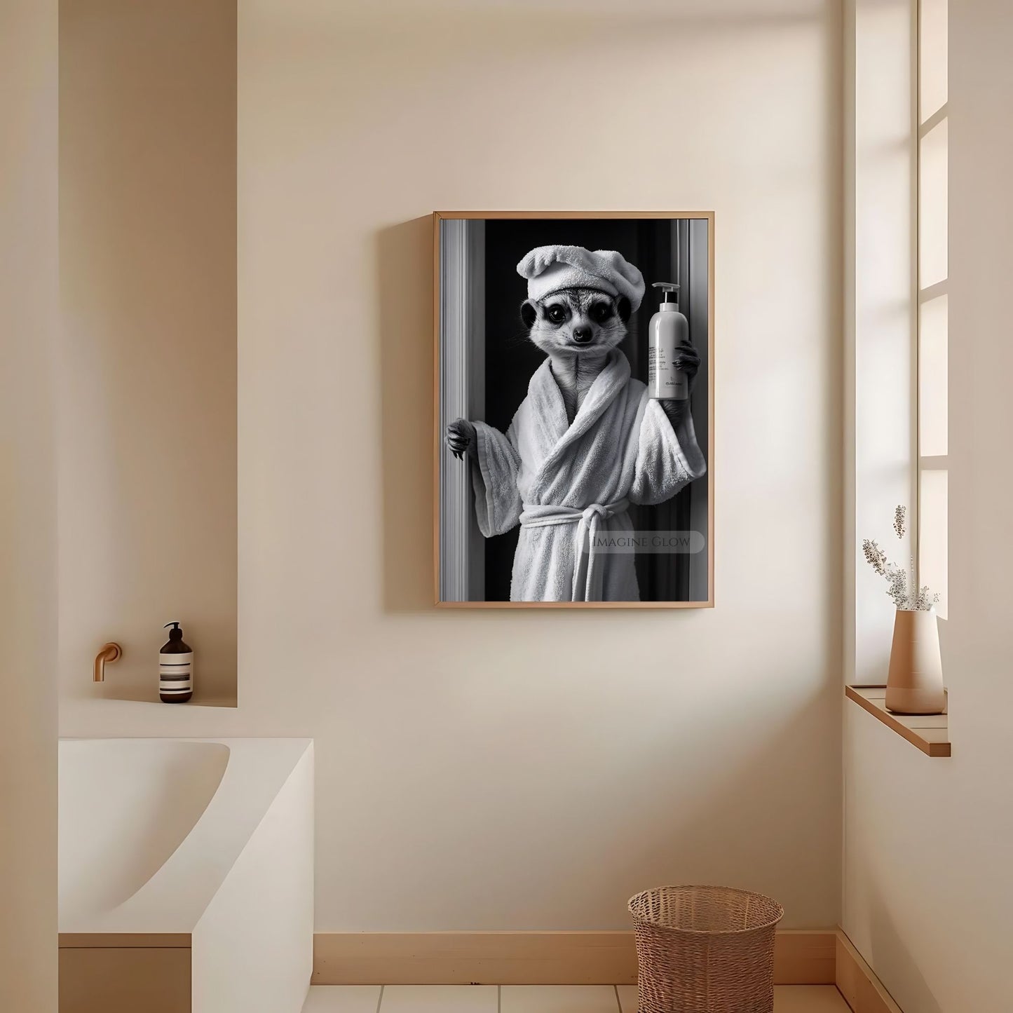 Stylish meerkat wall print black and white
Meerkat gift restroom wall art