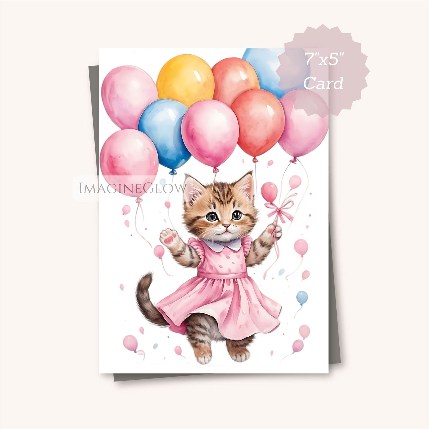 Kitten holding birthday gift printable card
Cat birthday card digital download
