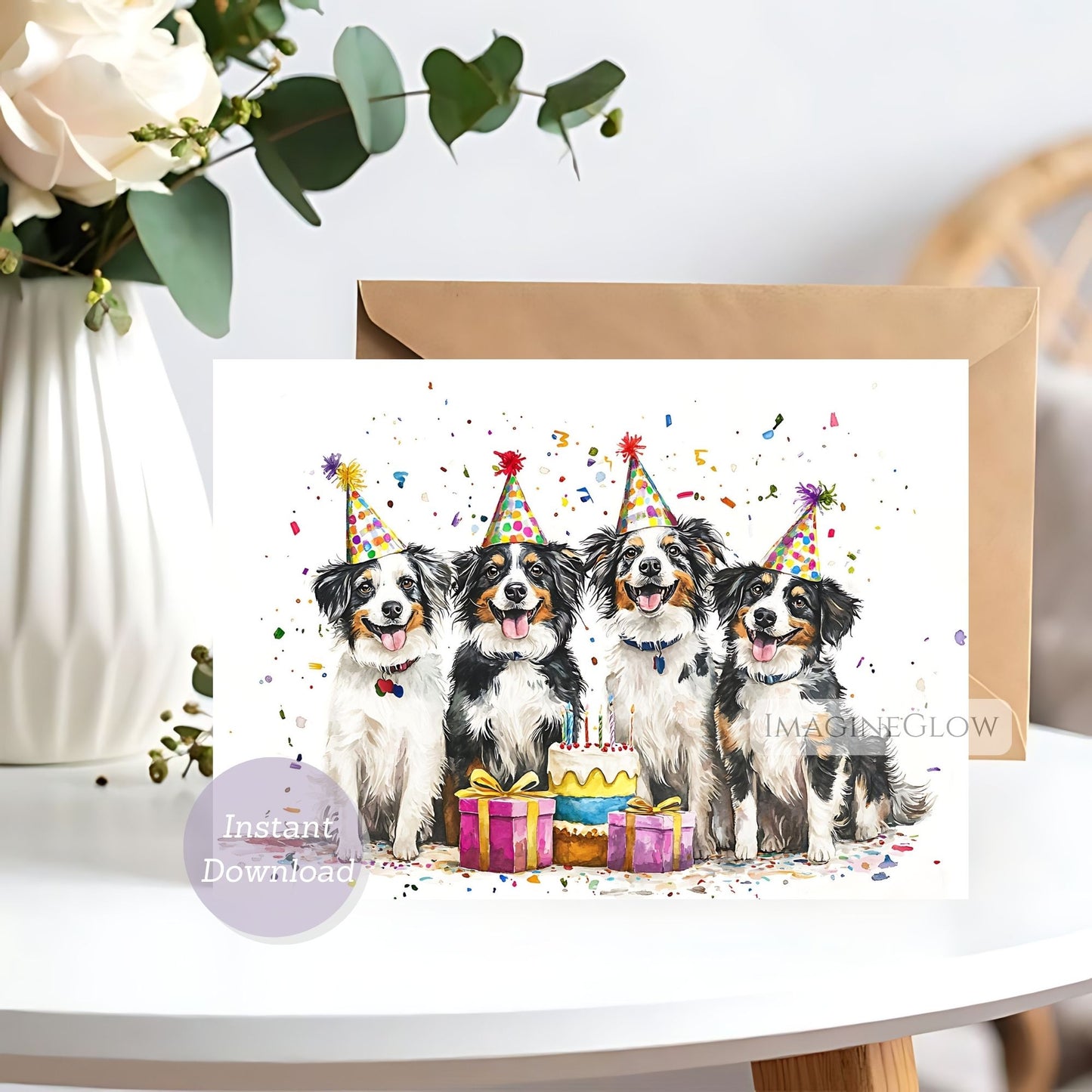 miniature american shepherd birthday card