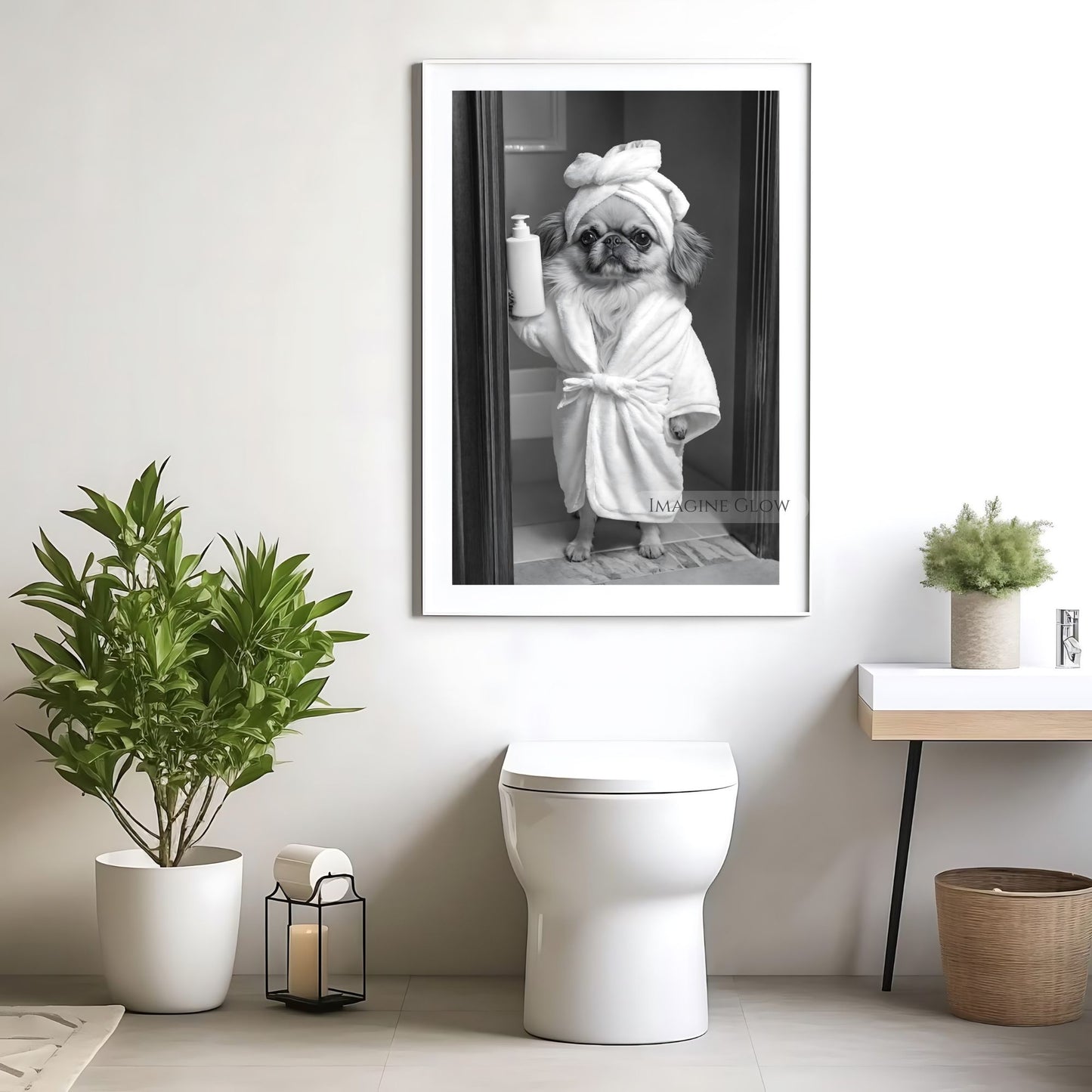 Quirky Pekingese photo for bathroom decor