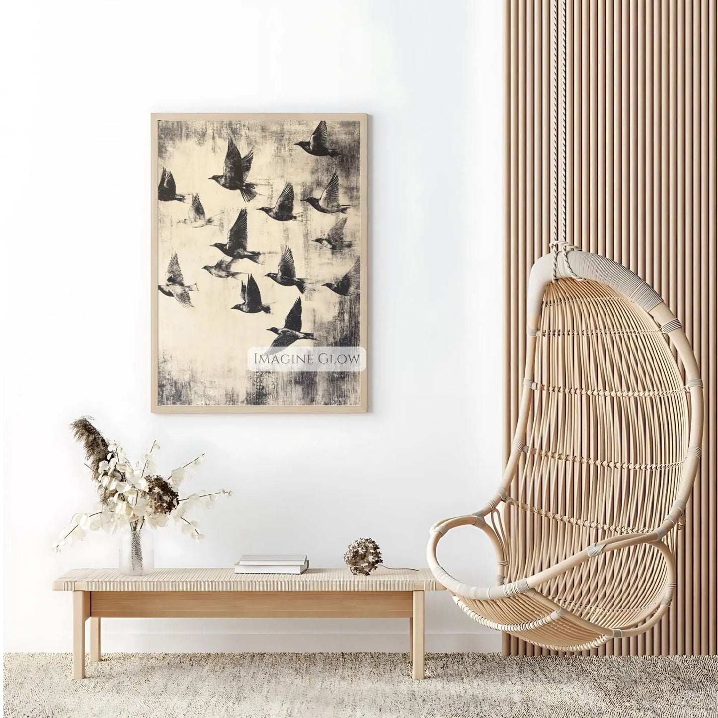 Birds in flight print antique spring wall decor