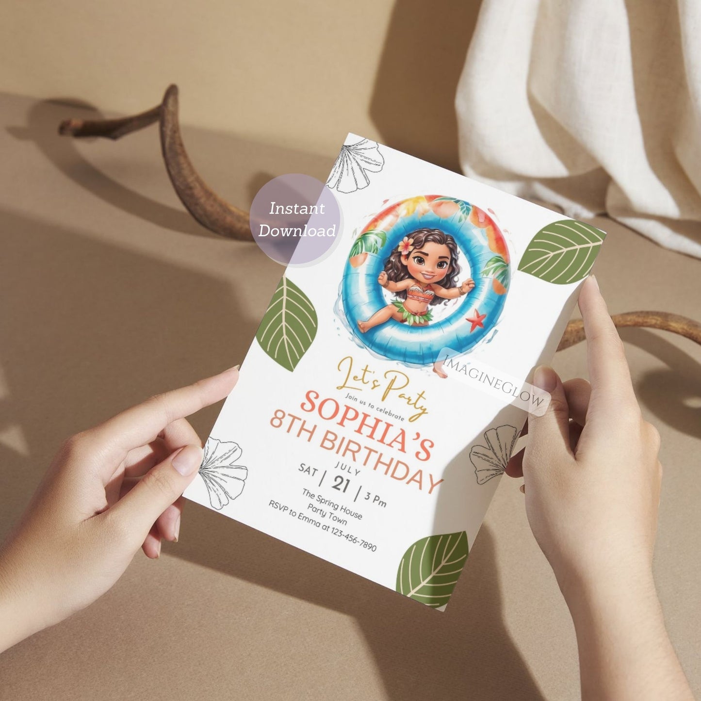 hawaiian luau pool party invitation
