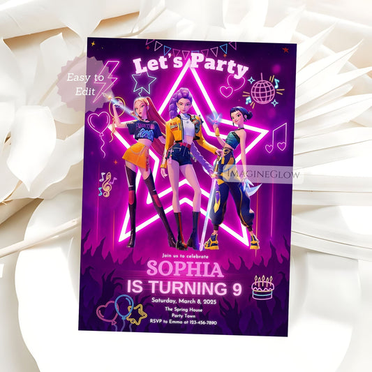 kpop demon hunters party invitation