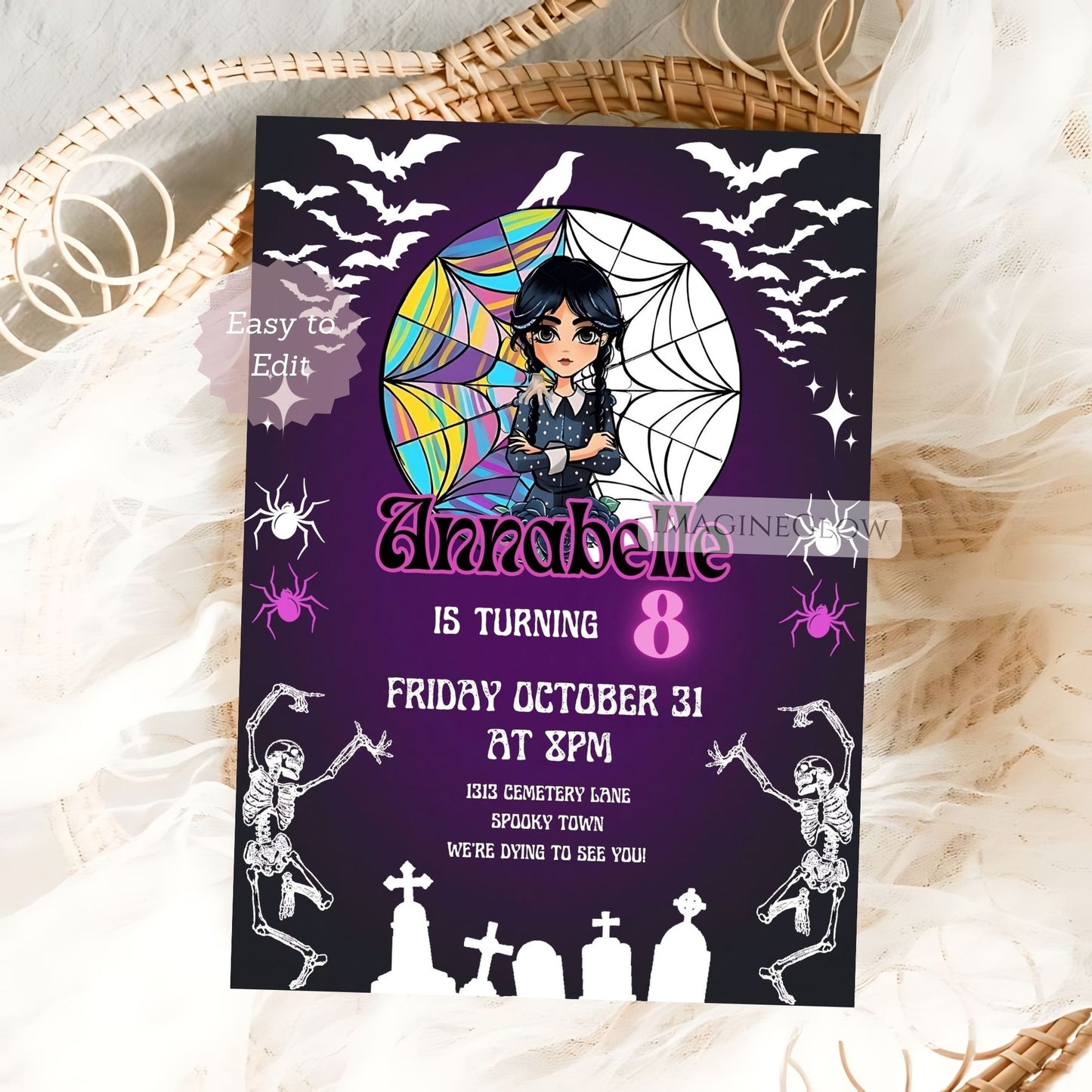 Wednesday Addams costume party invitation