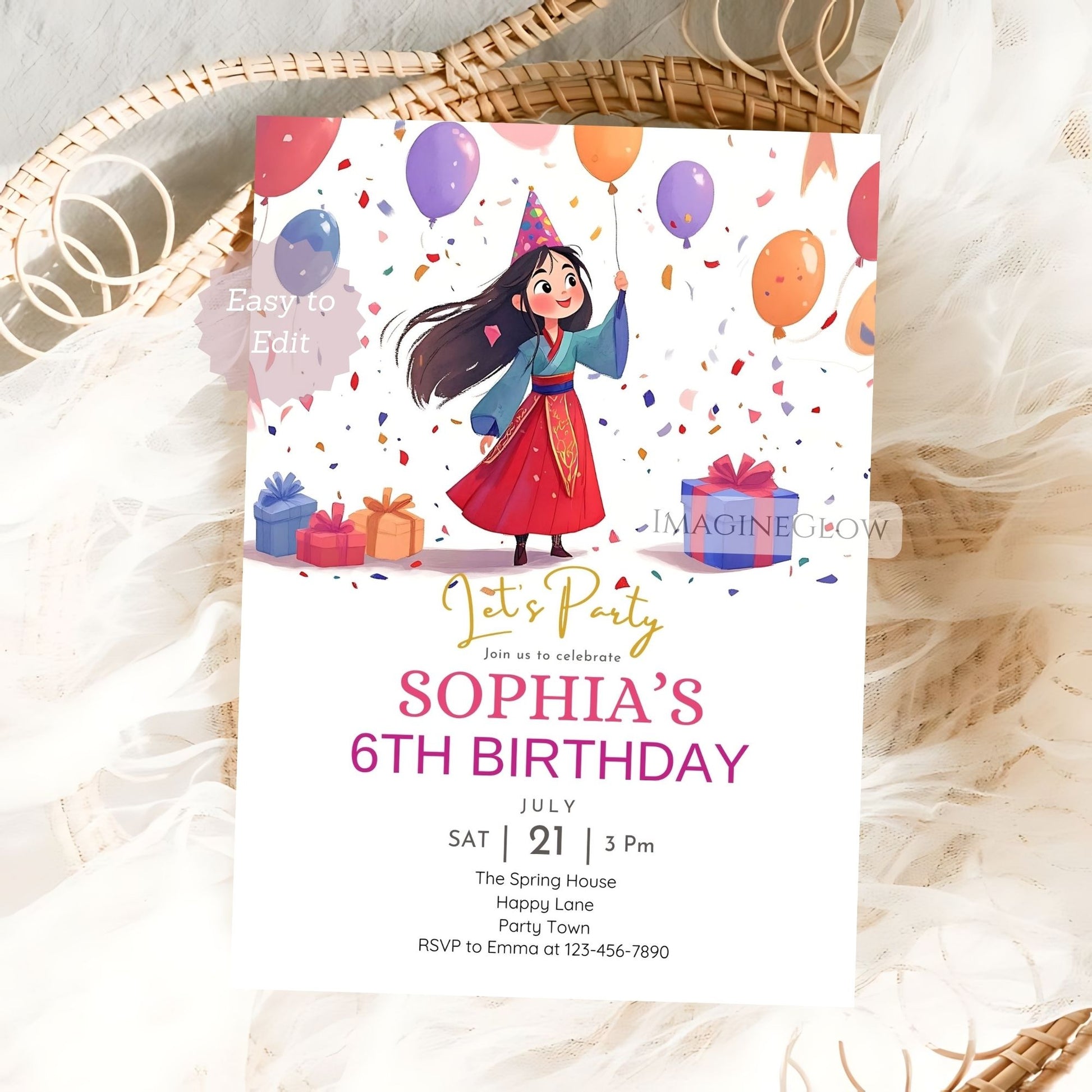 mulan canva birthday template